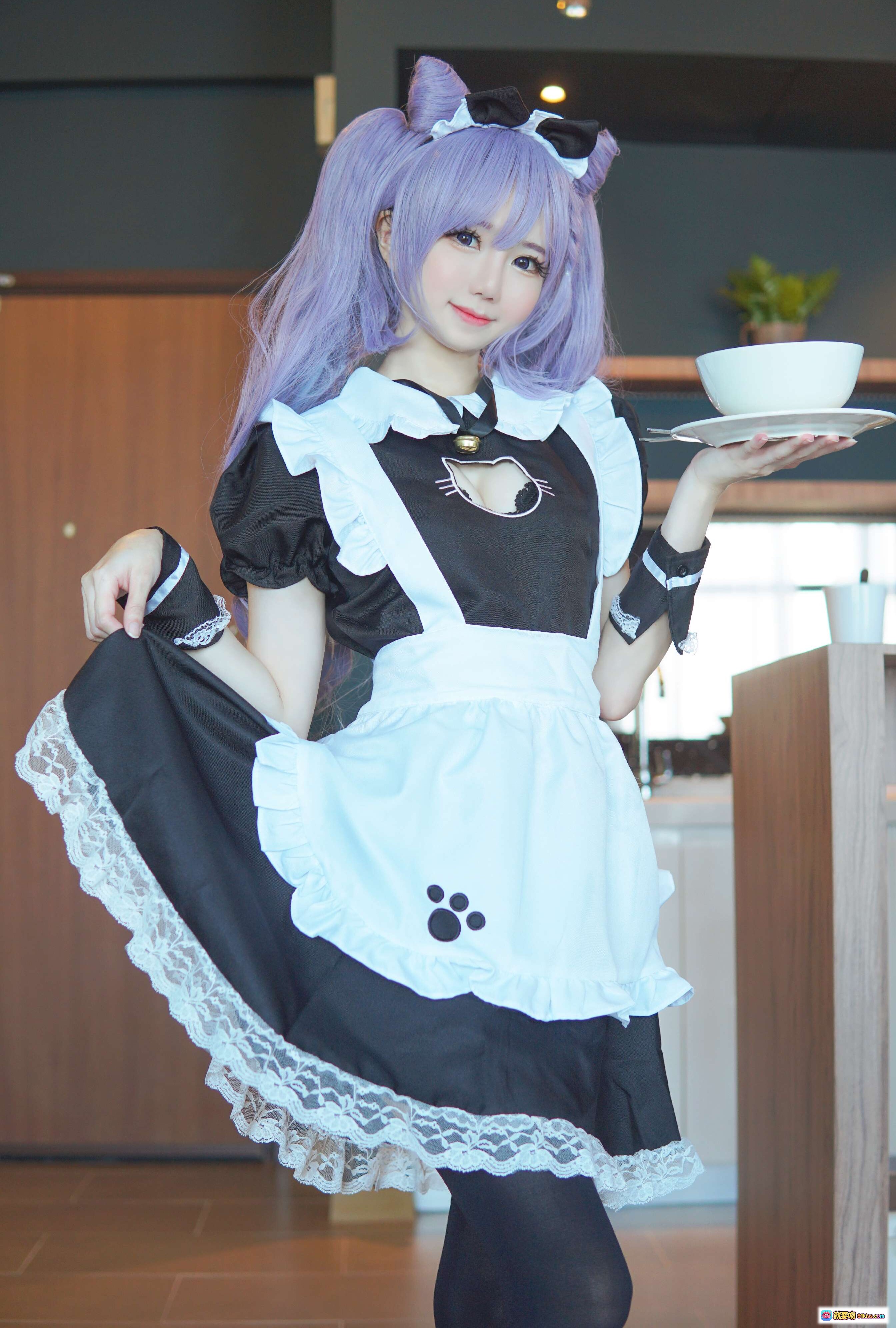 图片[6] - Sally Dorasnow NO.005 刻晴女仆装Cosplay 紫发猫耳黑丝美腿 52P高清写真集 - 就要吻