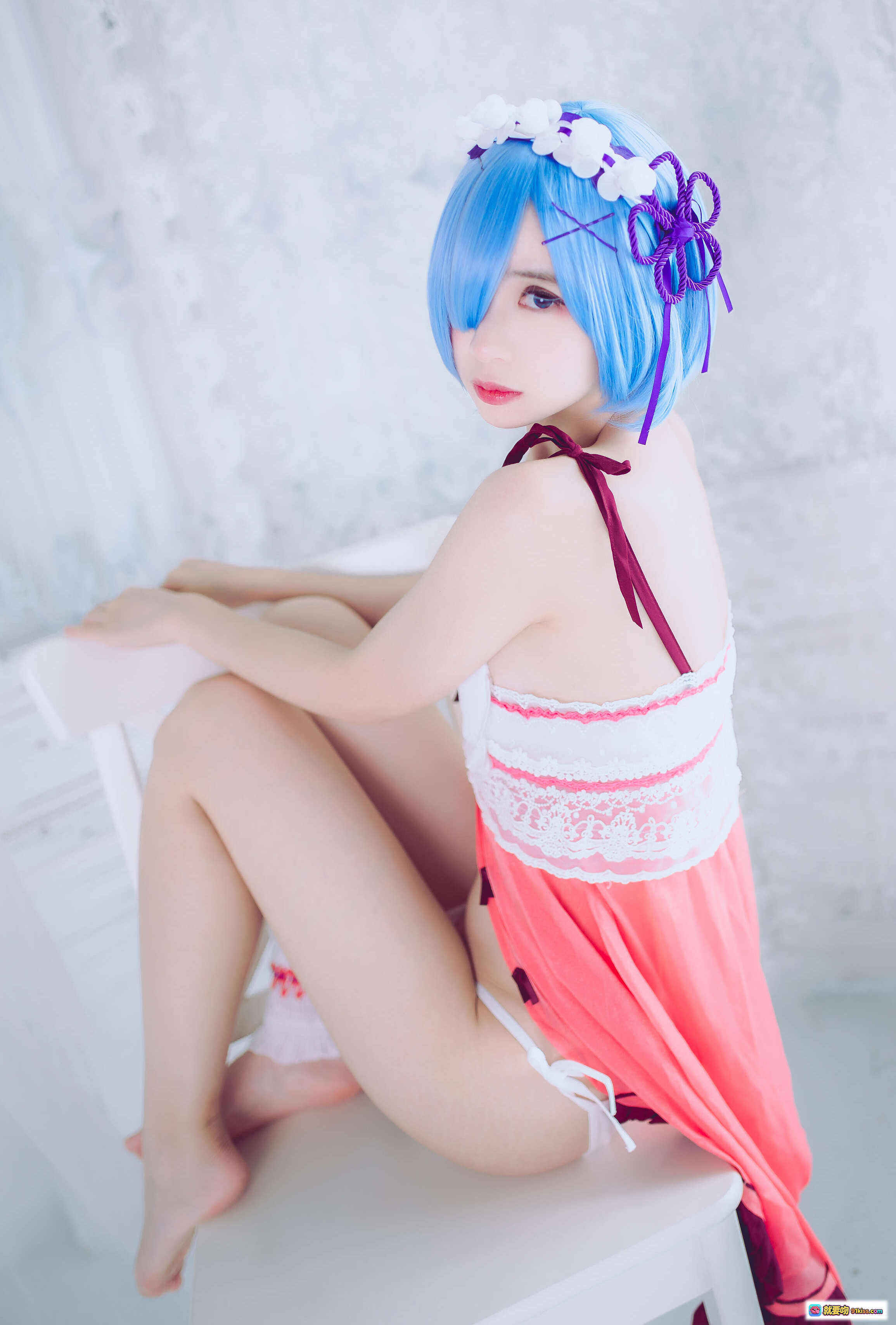 图片[3] - 疯猫ss NO.067 蕾姆 Cosplay写真 42P 227MB 蓝发花环 白裙红带 甜美少女风 高清摄影 精美图集 - 就要吻
