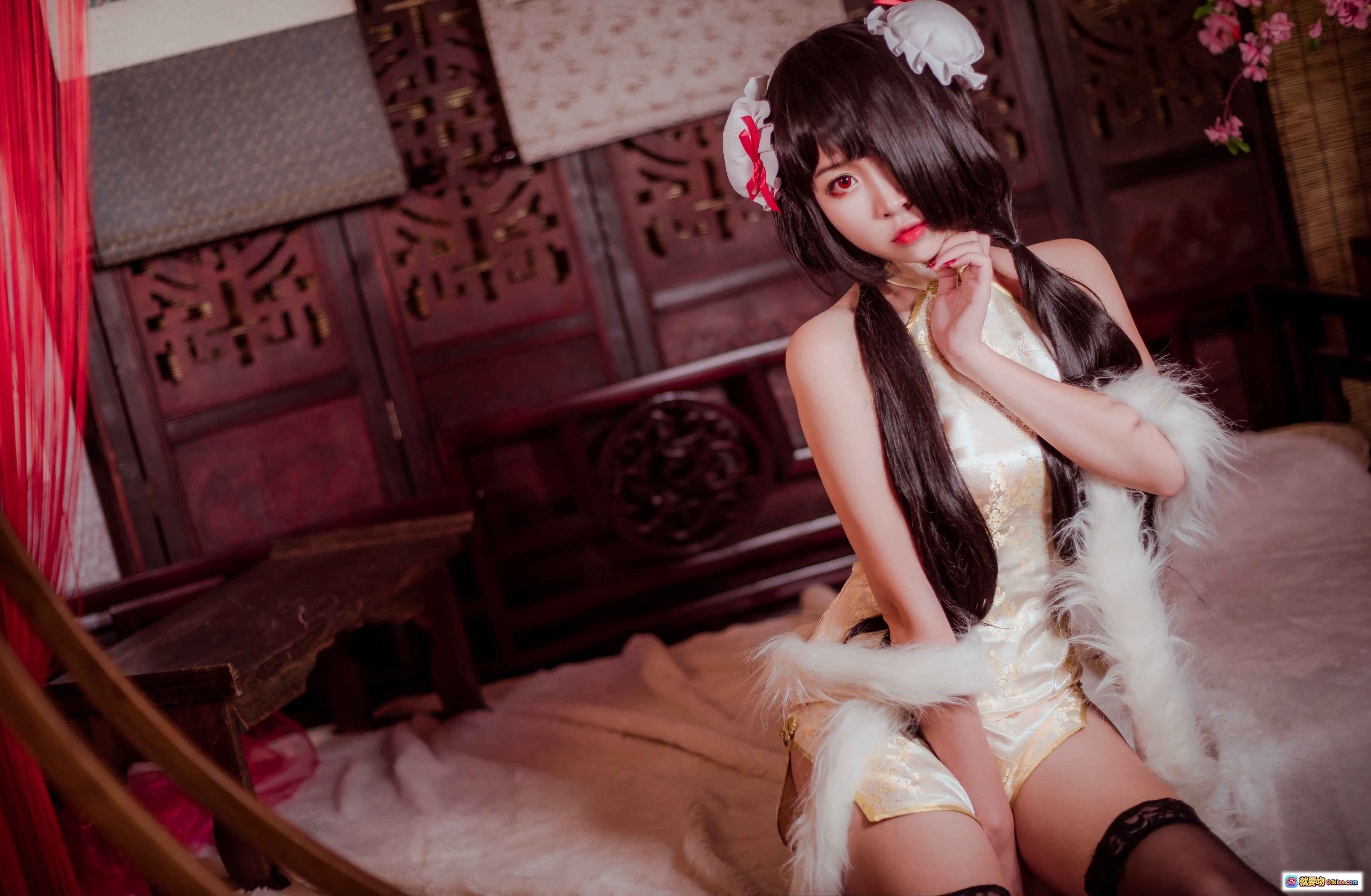 图片[2] - 二佐Nisa NO.019 狂三旗袍写真 丝袜美腿黑丝蕾丝边 优雅性感私房照 31P高清图集 - 就要吻