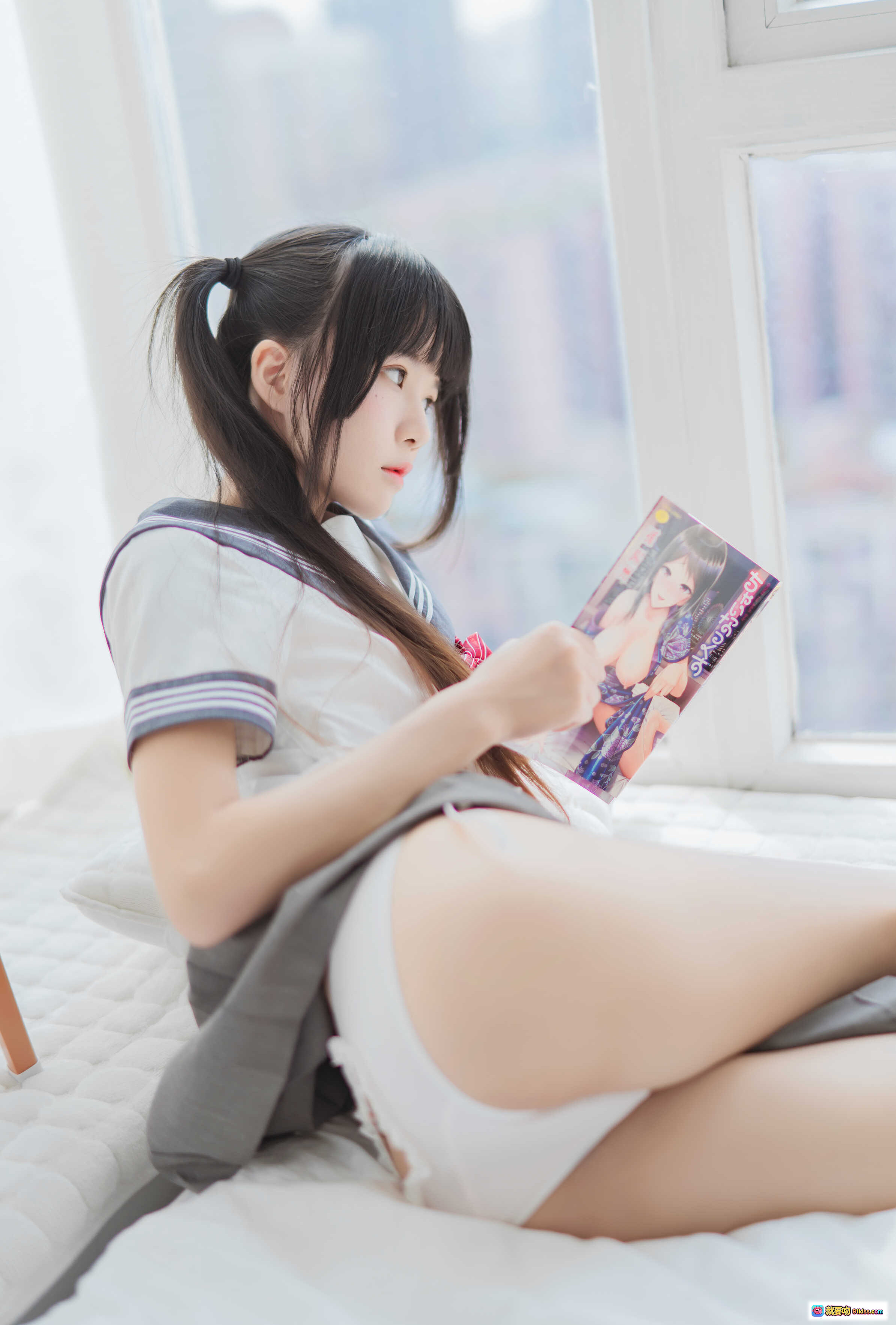 图片[6] - 桜桃喵048心形胖次写真集｜深蓝长袜美腿特写｜日系校服少女私房照｜95P高清图包 - 就要吻