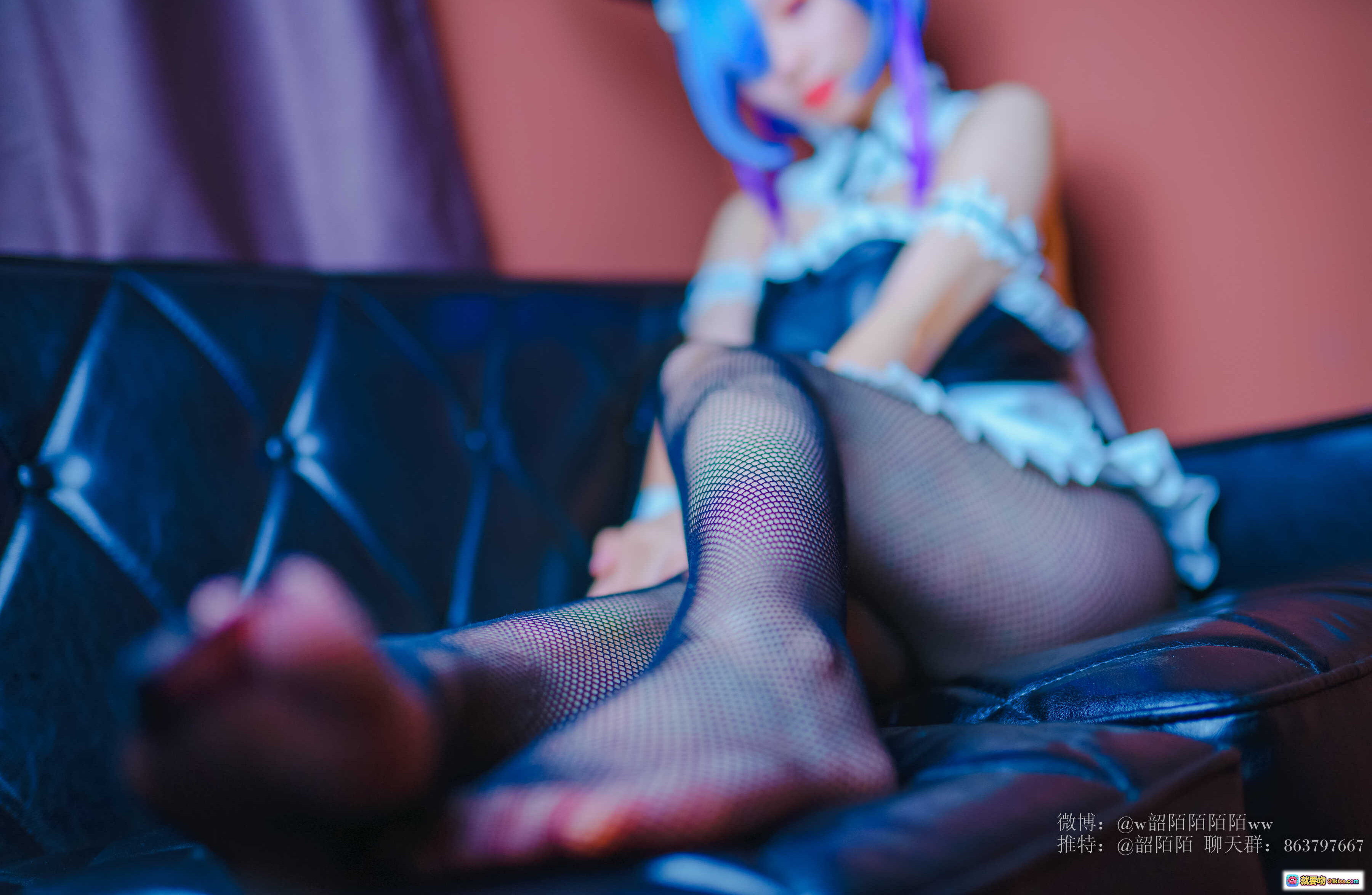 图片[9] - 韶陌陌NO.003雷姆cosplay写真 – 蓝发兔耳女仆装 黑丝美腿 甜美性感私房照 - 就要吻
