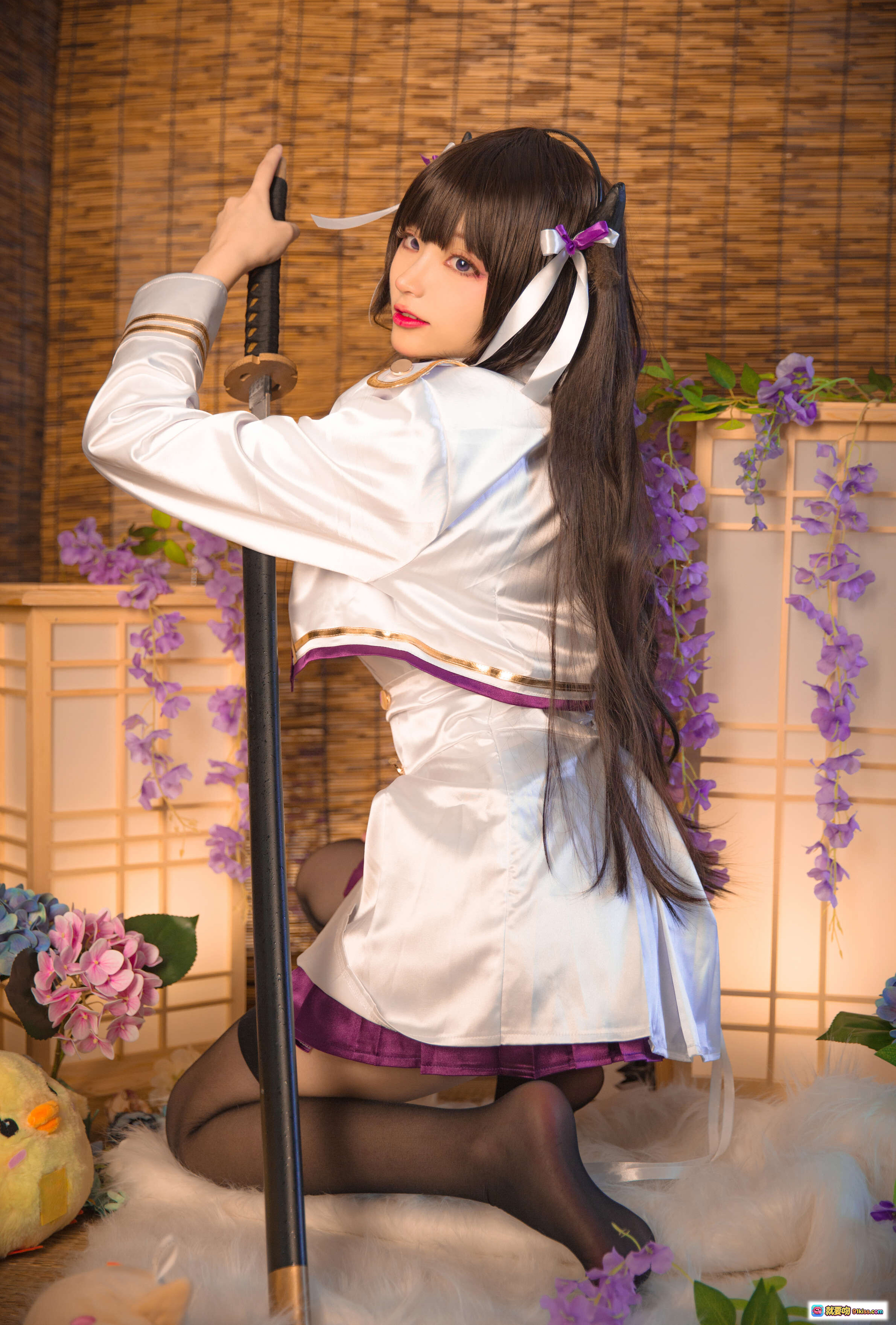 图片[6] - 起司块wii NO.025 樫野 cos写真集 | 白紫和风服饰 | 黑丝美腿 | 紫藤花背景 | 日式竹帘场景 | 37P高清图包 - 就要吻