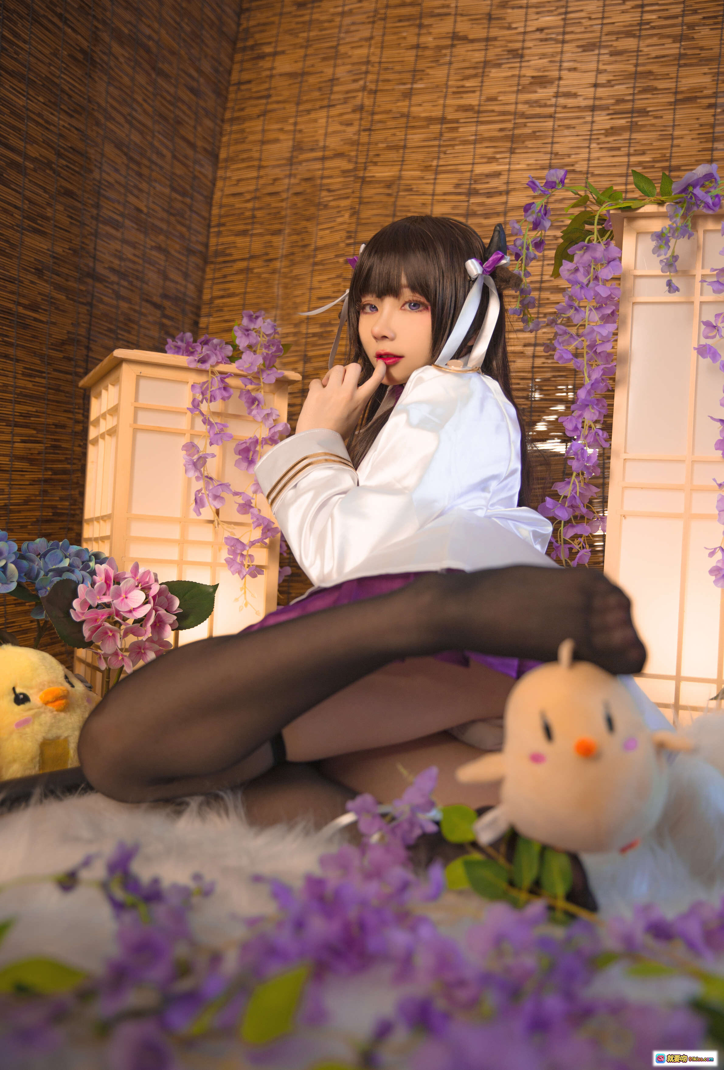 图片[5] - 起司块wii NO.025 樫野 cos写真集 | 白紫和风服饰 | 黑丝美腿 | 紫藤花背景 | 日式竹帘场景 | 37P高清图包 - 就要吻