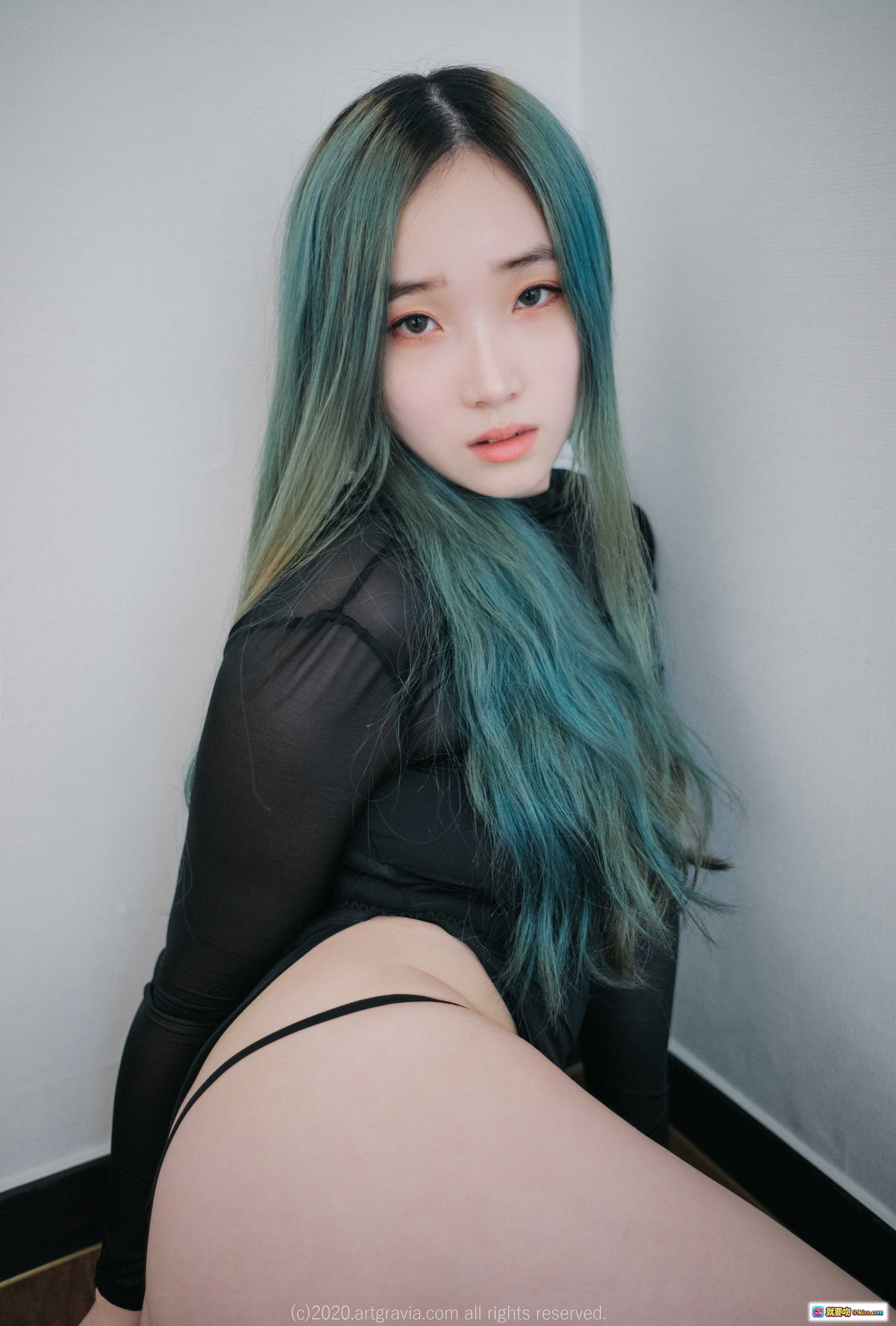 图片[3] - Bambi ARTGRAVIA_VOL160 绿发少女眼镜甜心内衣写真 甜美蕾丝心形图案居家私房美拍 - 就要吻