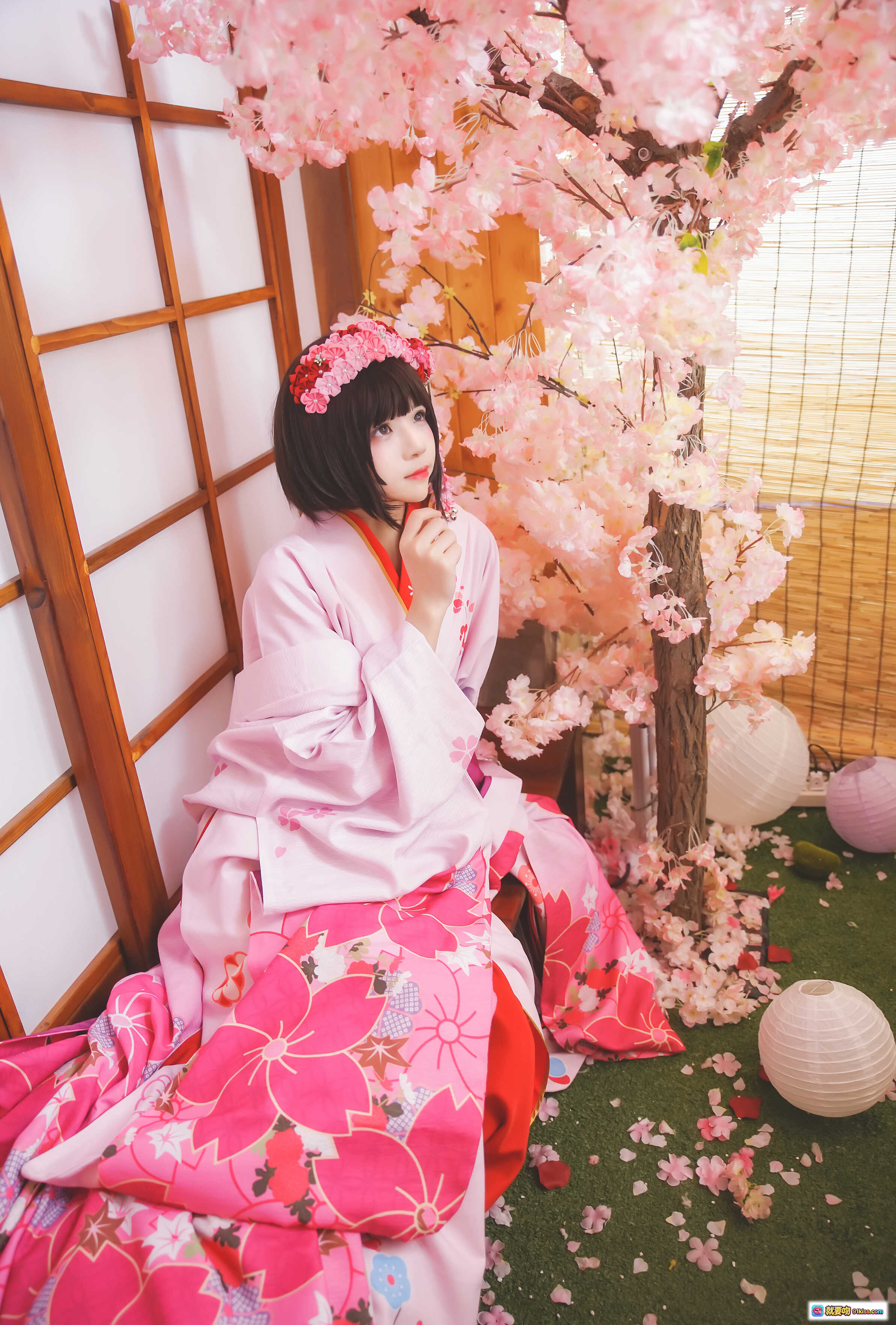 图片[3] - 桜桃喵008加藤惠和服写真｜粉色樱花和风造型｜日系少女Cosplay｜精致花饰发饰｜23P高清图集 - 就要吻