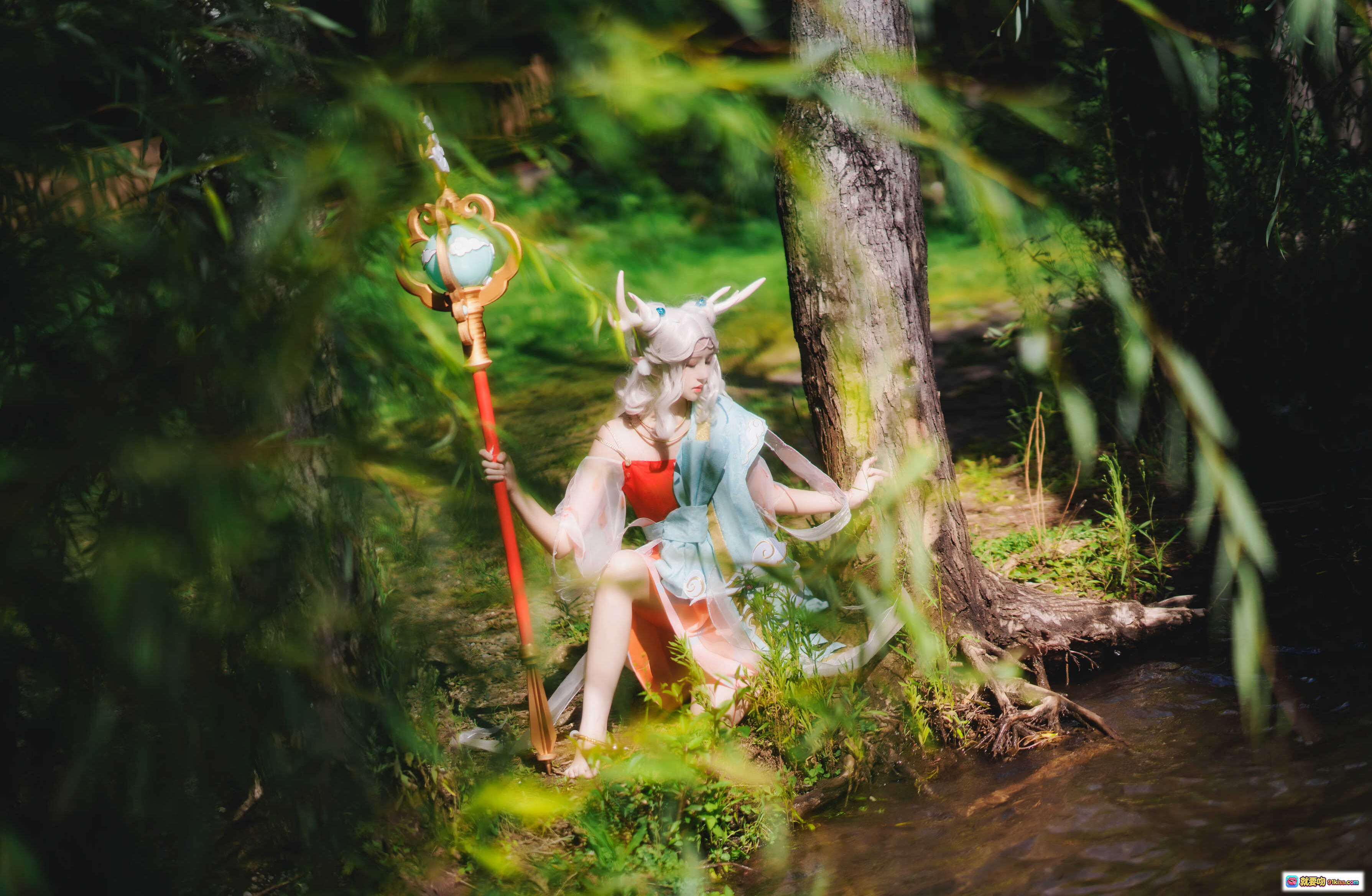 图片[3] - 桜桃喵古风汉服写真·水边轻触涟漪·仙气飘逸裙摆·小鹿主题37P高清图集 - 就要吻