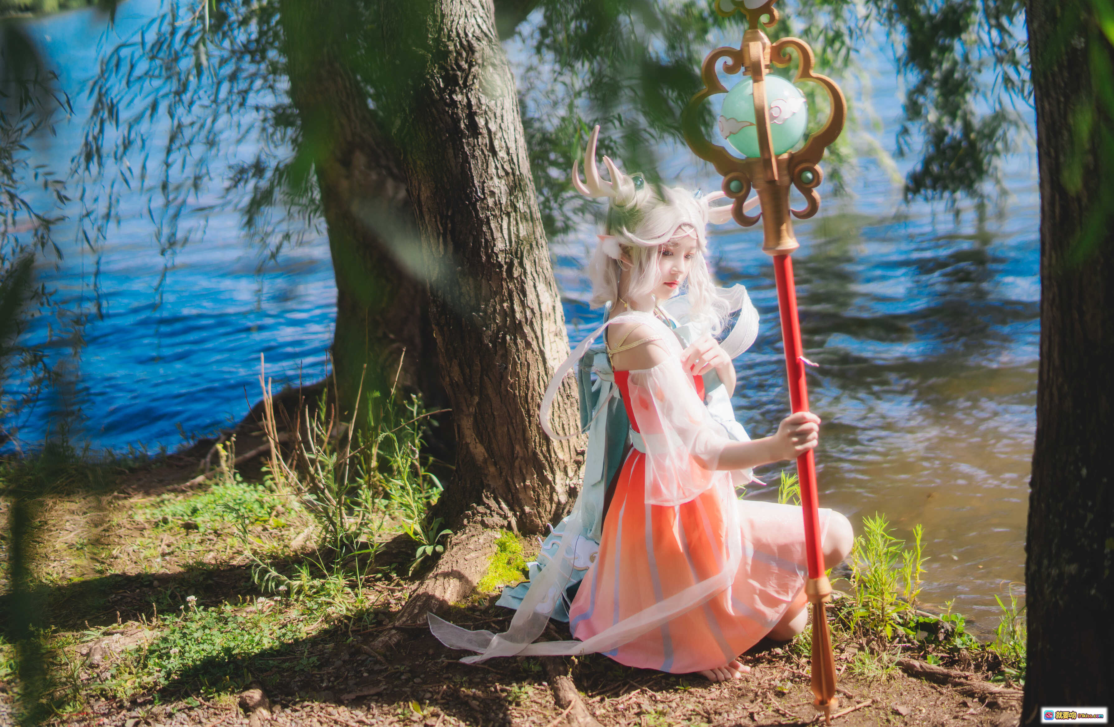 图片[7] - 桜桃喵古风汉服写真·水边轻触涟漪·仙气飘逸裙摆·小鹿主题37P高清图集 - 就要吻