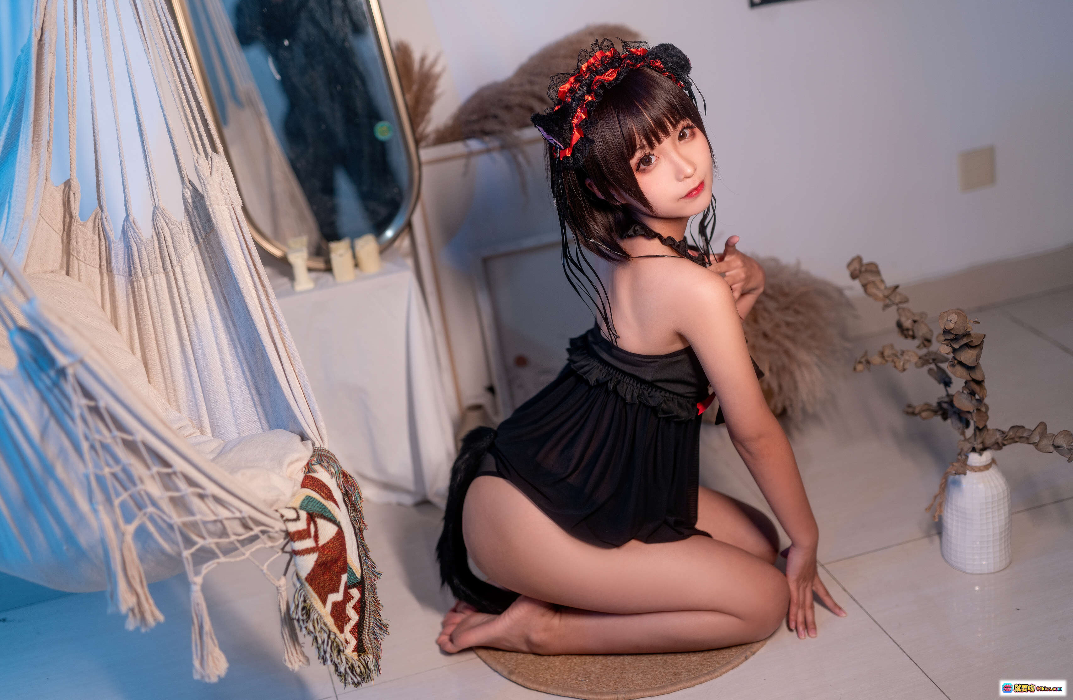 图片[7] - 蠢沫沫NO.053黑睡裙写真 40P高清美图 红丝带装饰露腰设计 优雅性感私房风 - 就要吻