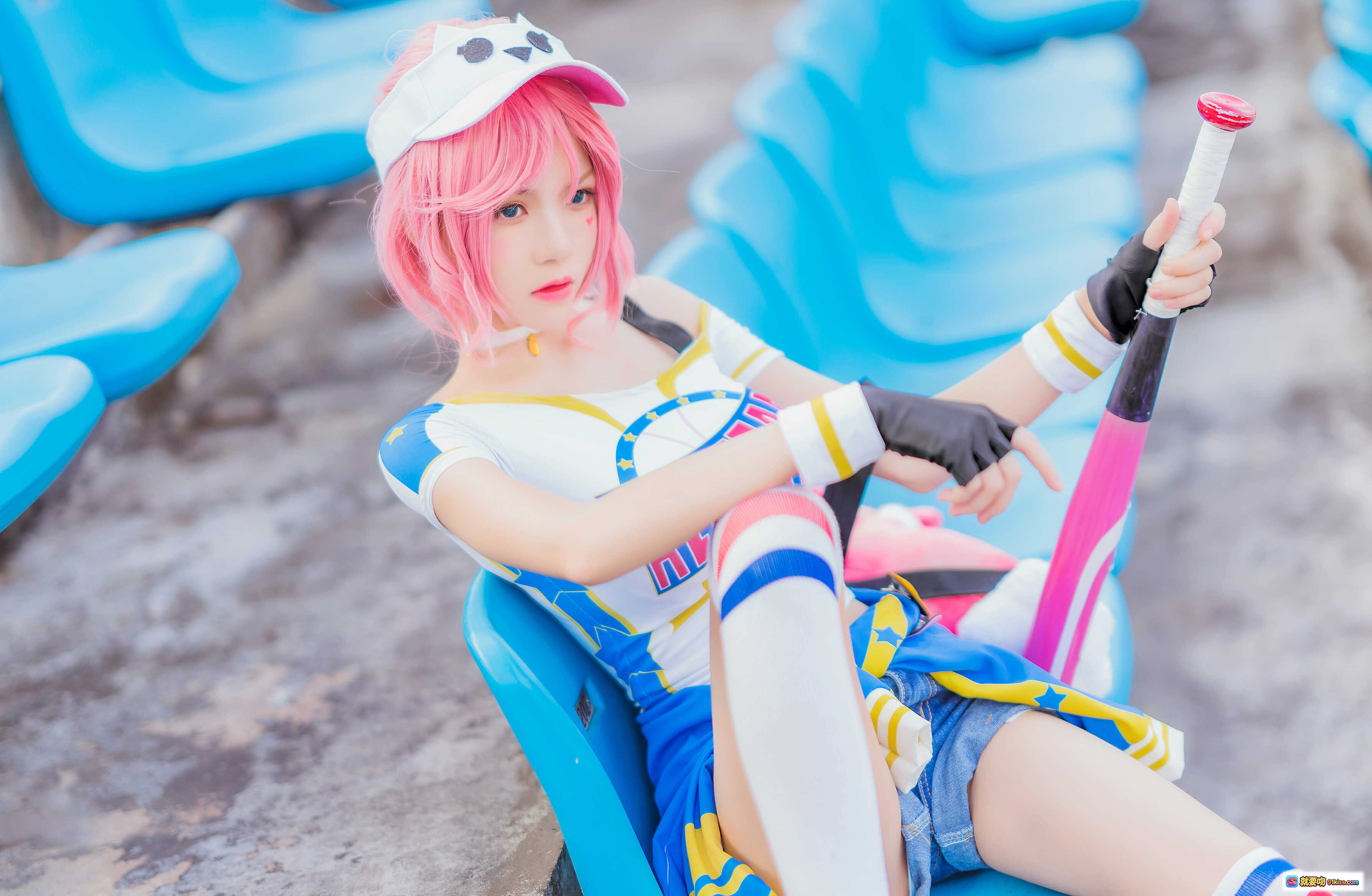 图片[6] - 桜桃喵木兰星元cosplay粉发少女棒球装户外写真甜美可爱动漫角色扮演高清美图 - 就要吻