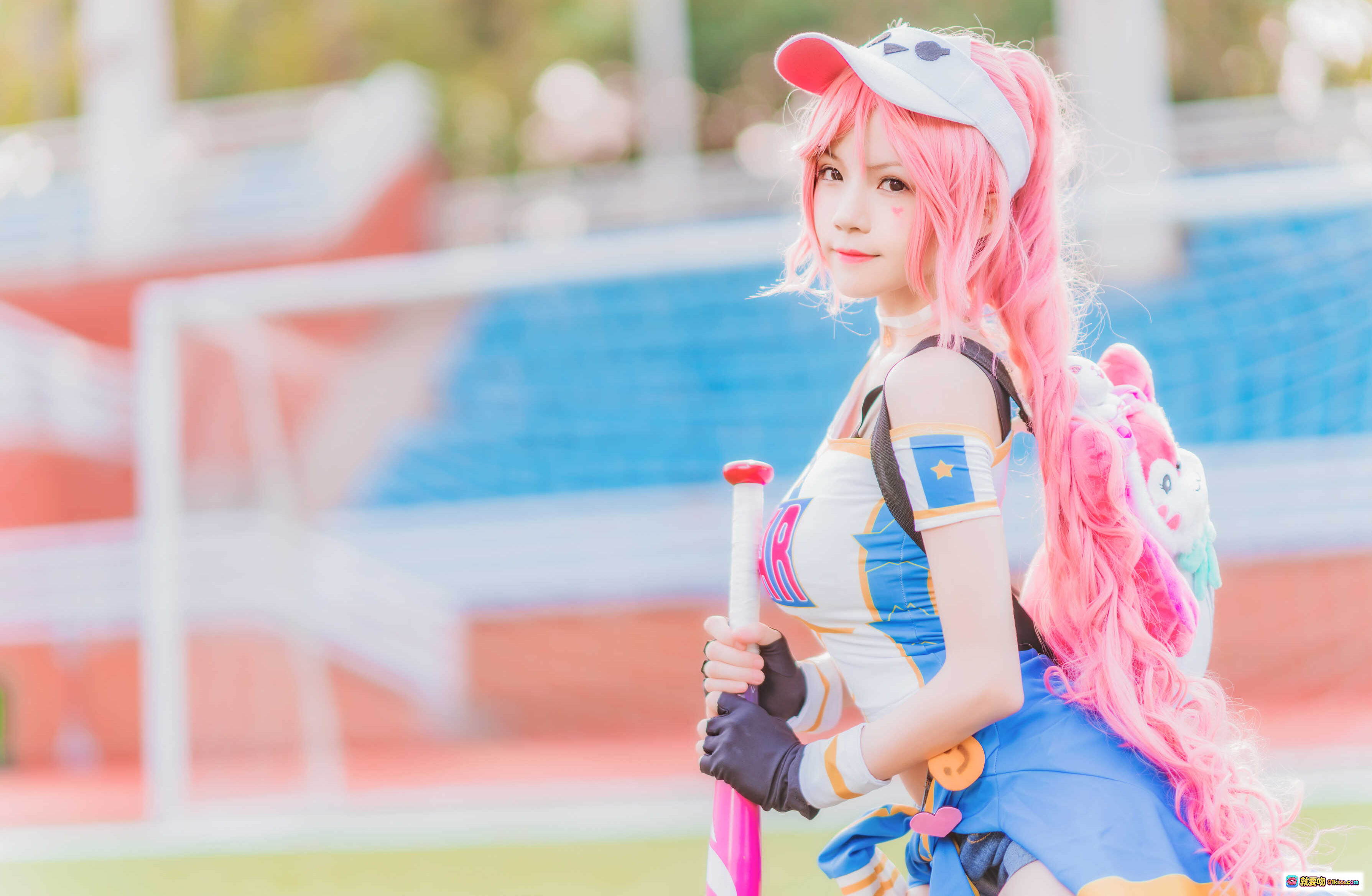 图片[5] - 桜桃喵木兰星元cosplay粉发少女棒球装户外写真甜美可爱动漫角色扮演高清美图 - 就要吻