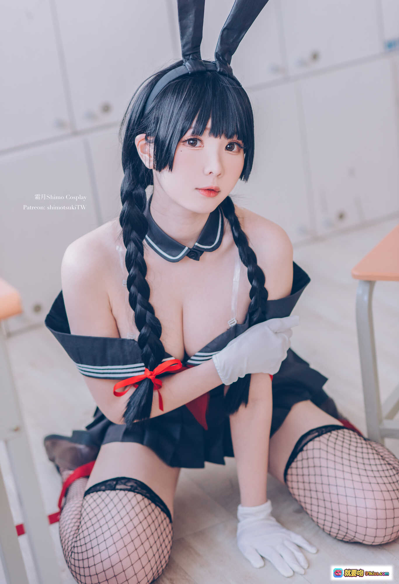 图片[7] - 霜月Shimo Cosplay卯月桃子 水手服兔女郎黑丝渔网袜双马尾写真集19P - 就要吻