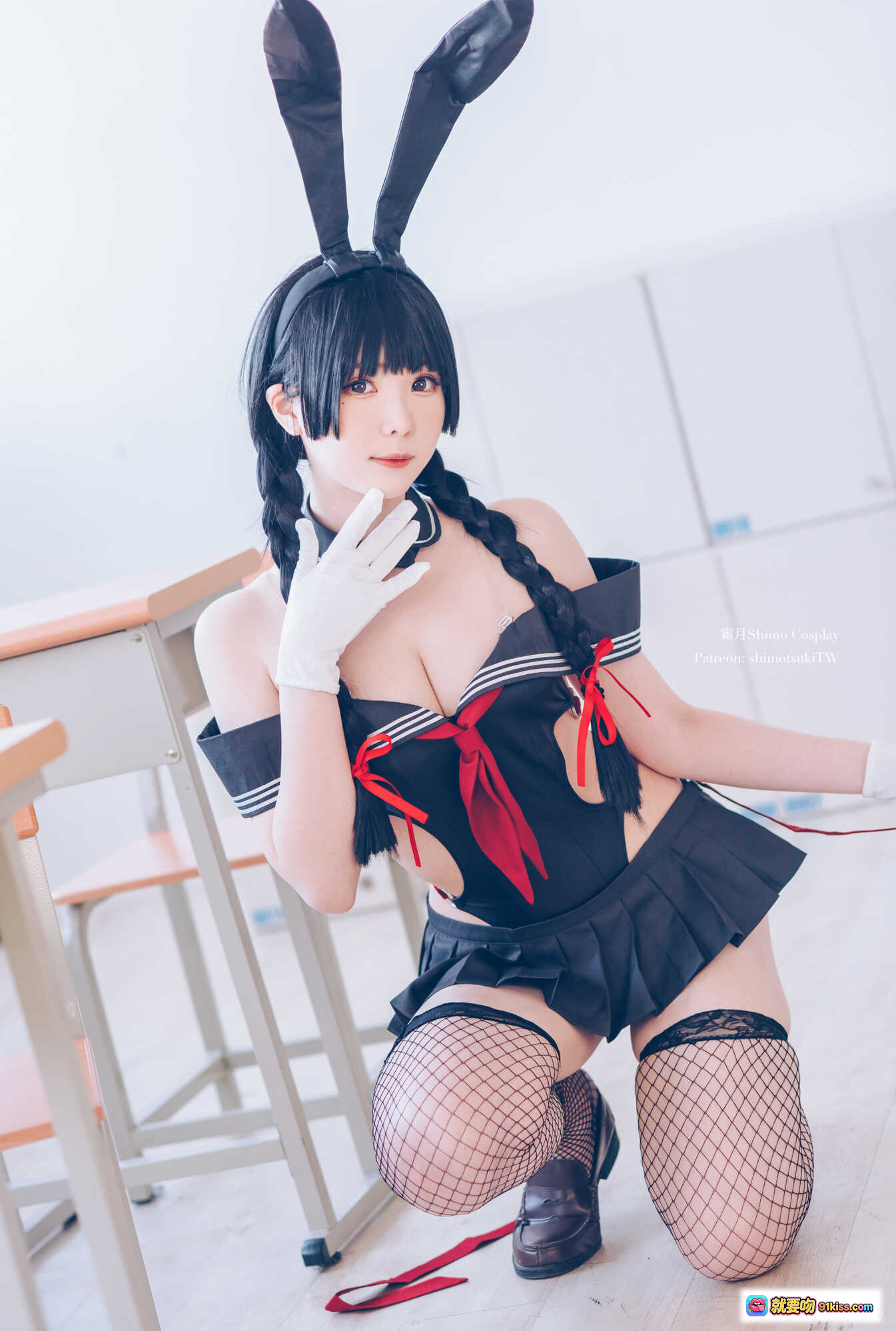 图片[10] - 霜月Shimo Cosplay卯月桃子 水手服兔女郎黑丝渔网袜双马尾写真集19P - 就要吻