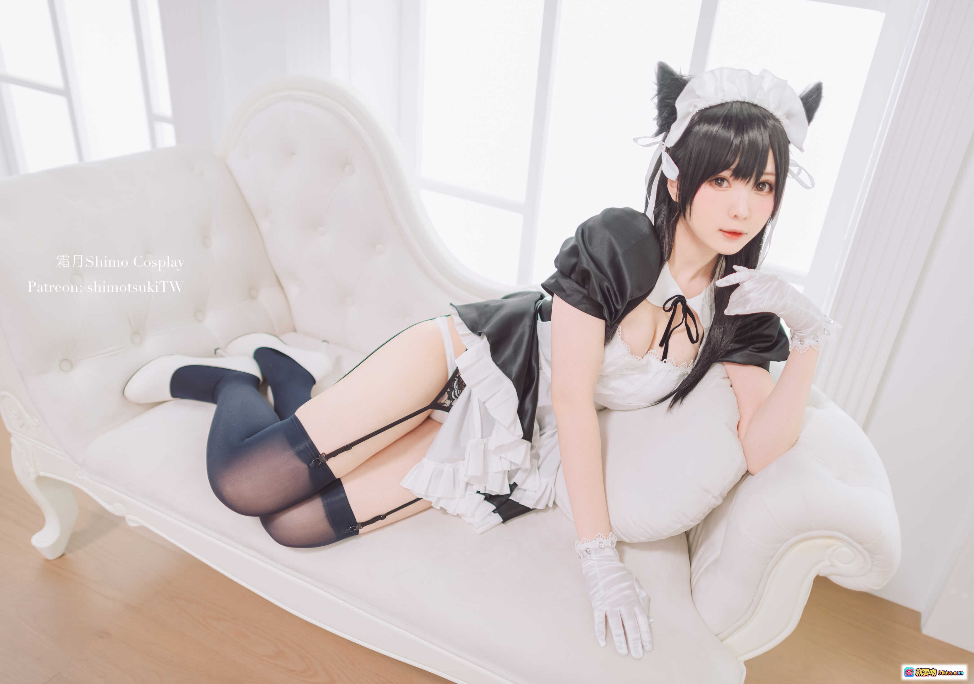 图片[5] - 霜月Shimo Cosplay爱宕女仆装 黑丝高跟白手套 优雅沙发写真 16P高清图集 - 就要吻