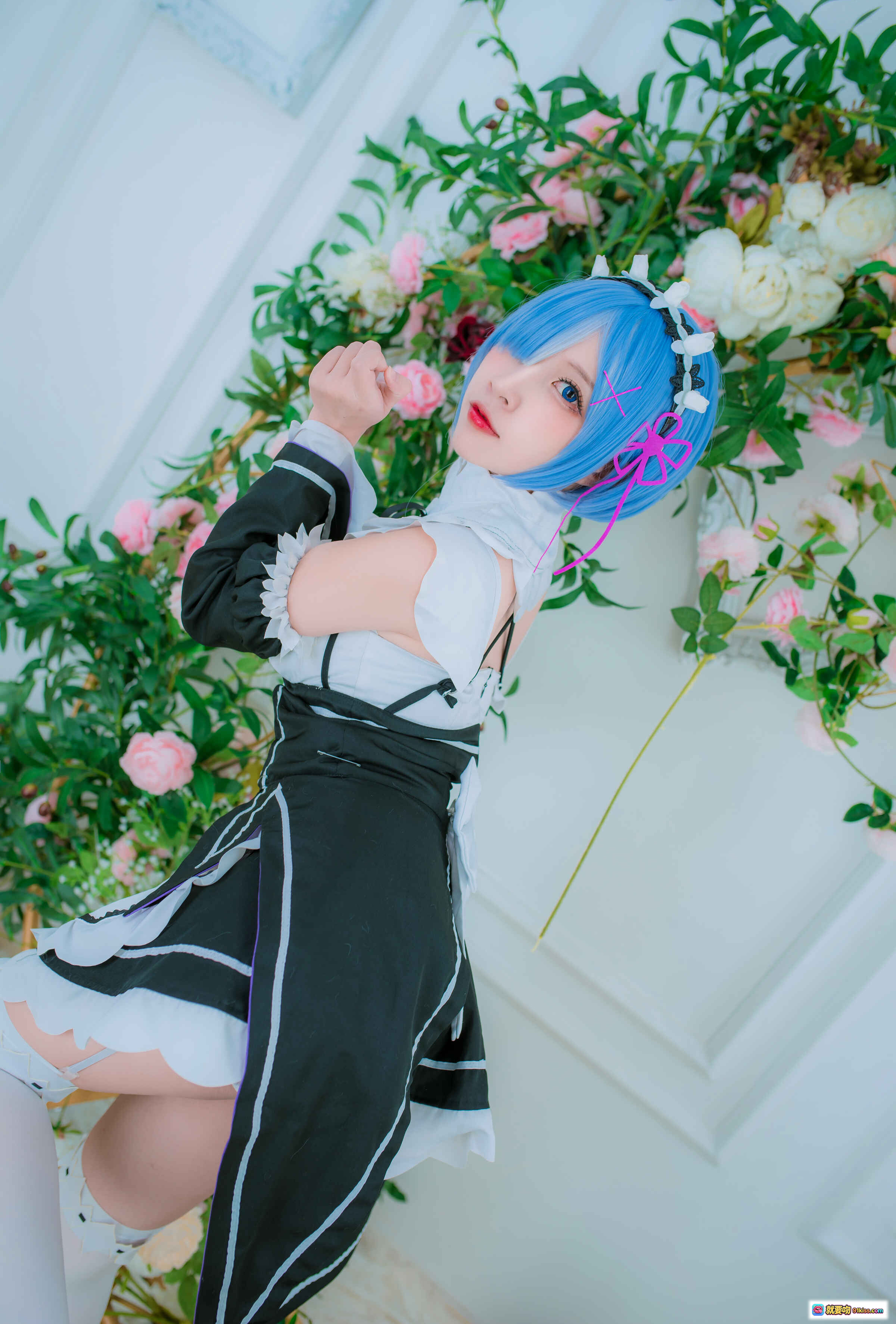 图片[4] - 二佐Nisa NO.039 蕾姆女仆装白丝美腿黑皮鞋 Cosplay写真 33P高清图集 - 就要吻