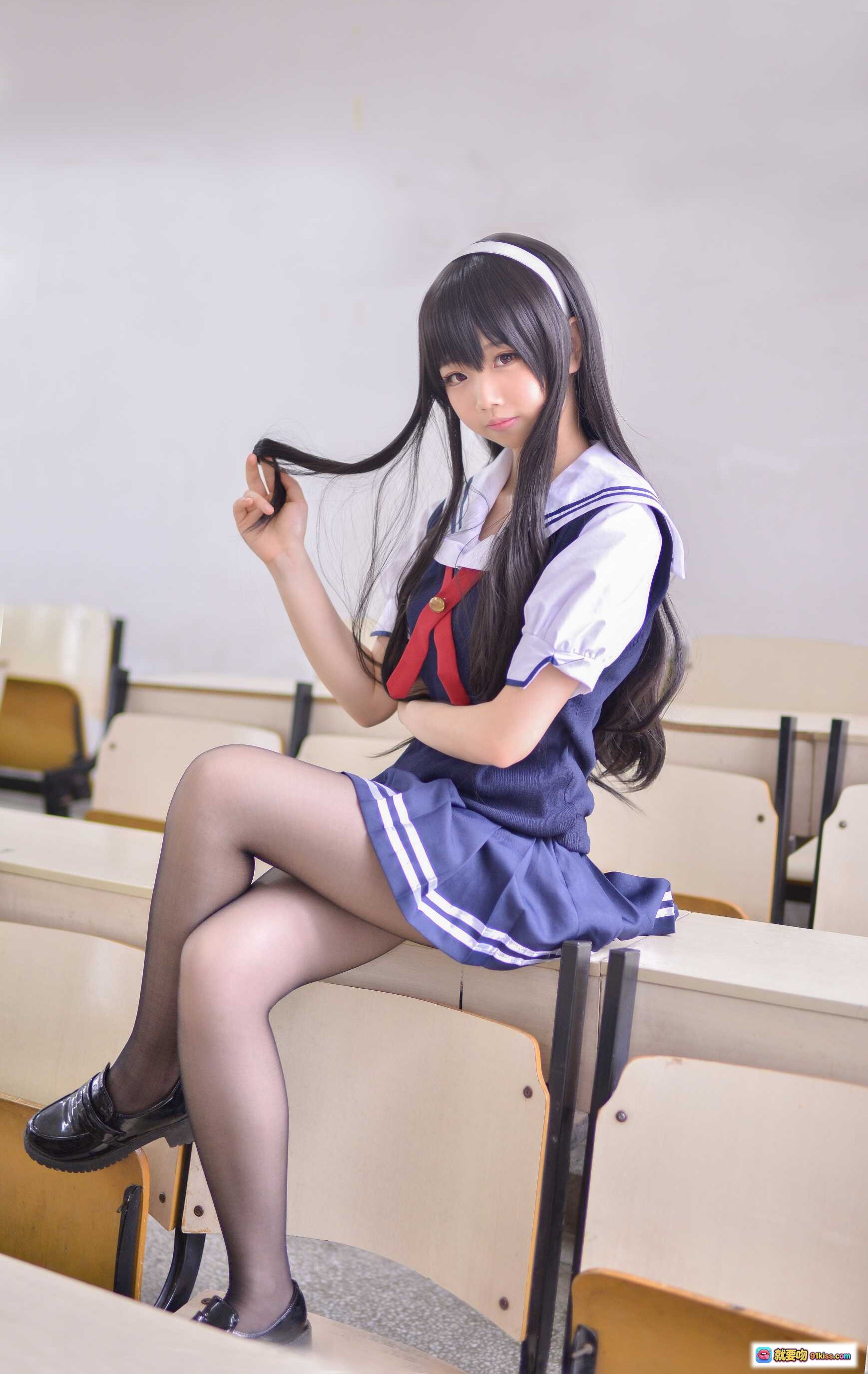 图片[10] - 雪琪SAMA NO.023 霞之丘诗羽 黑丝美腿 学院风制服 坐姿翘腿 课堂场景 高清写真 24P 75MB - 就要吻