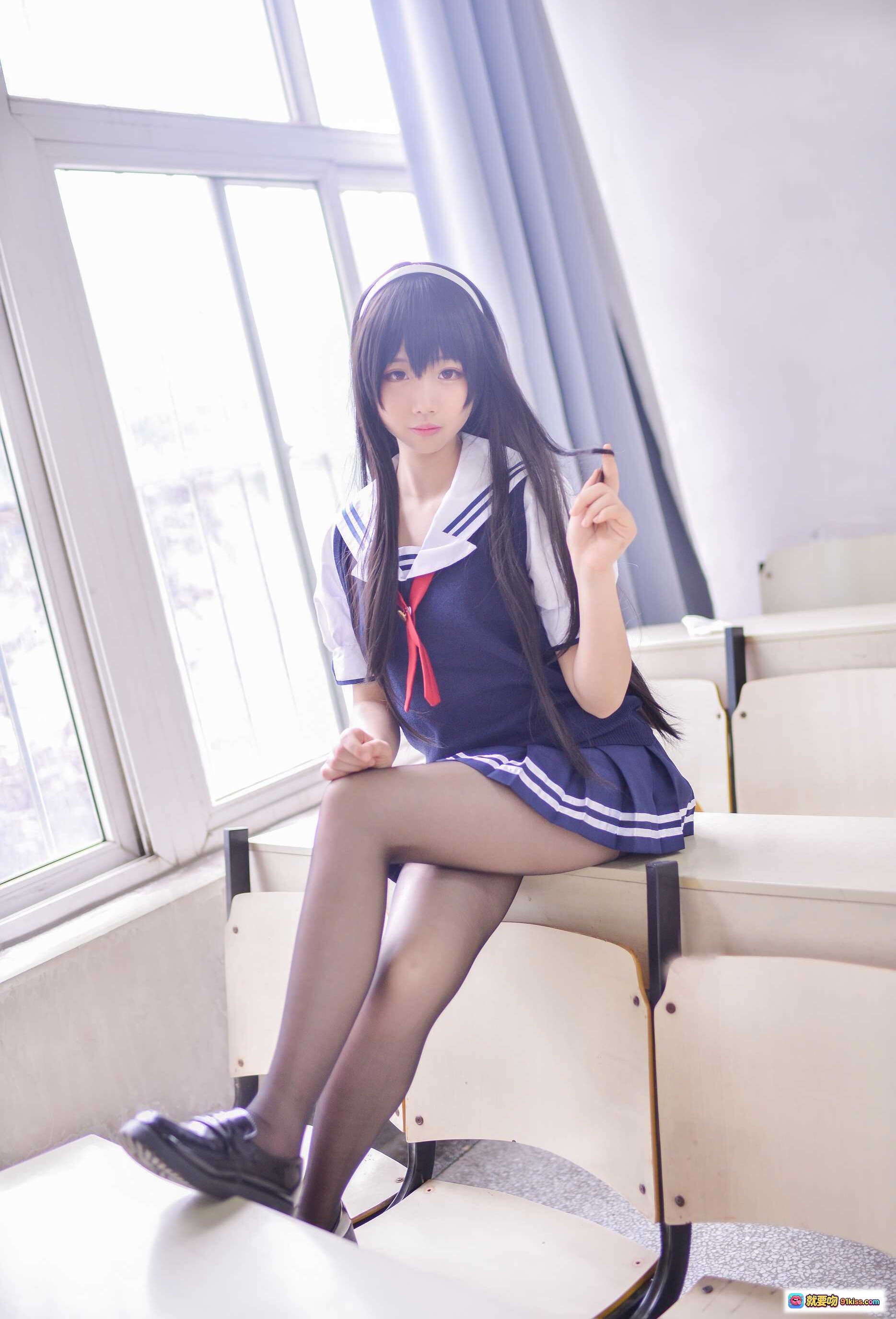 图片[4] - 雪琪SAMA NO.023 霞之丘诗羽 黑丝美腿 学院风制服 坐姿翘腿 课堂场景 高清写真 24P 75MB - 就要吻