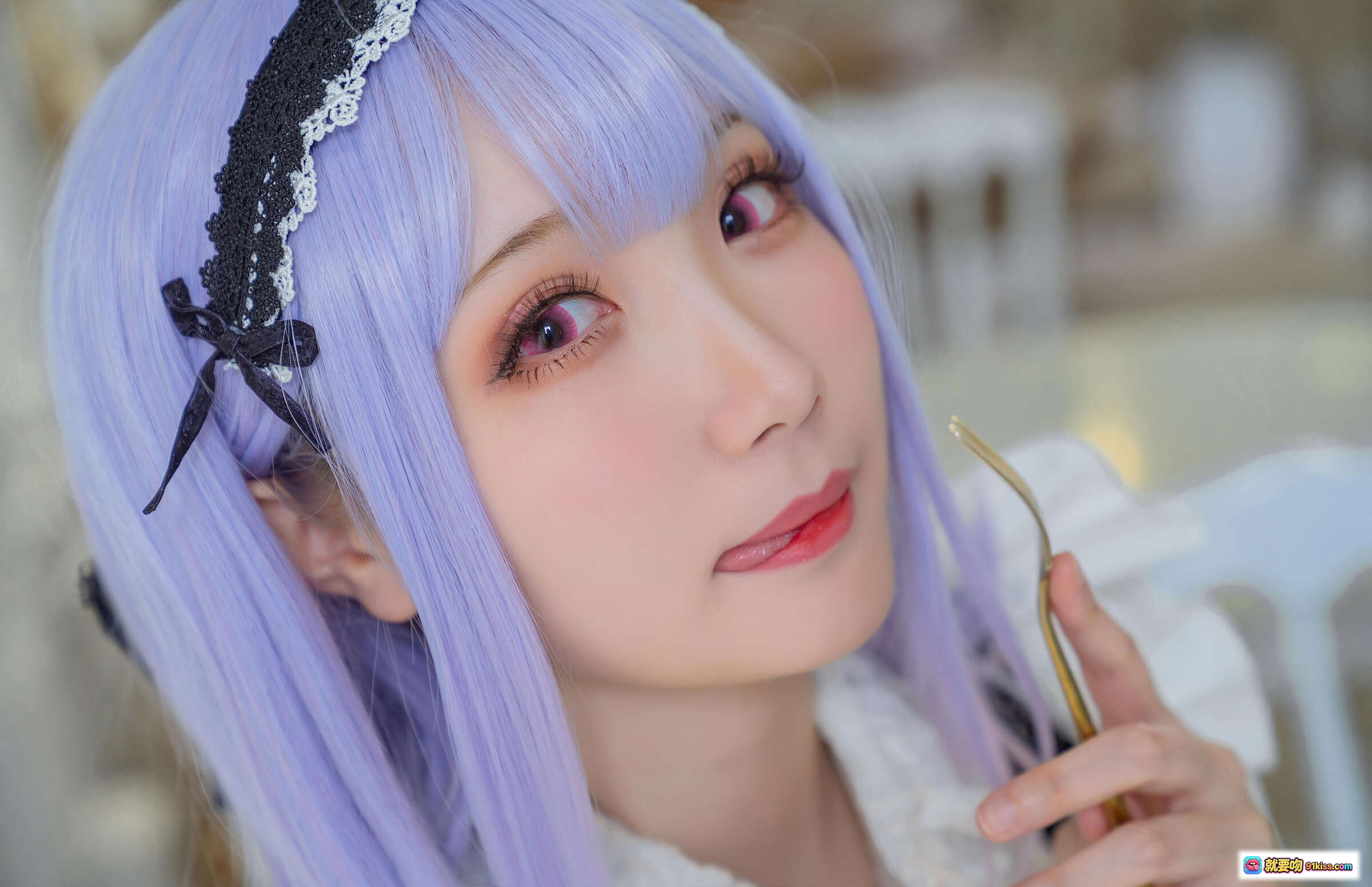 图片[7] - 瓜希酱NO.002黛朵cosplay写真｜紫发女仆装｜蕾丝边饰｜甜美少女风｜室内下午茶场景｜26P高清图集 - 就要吻