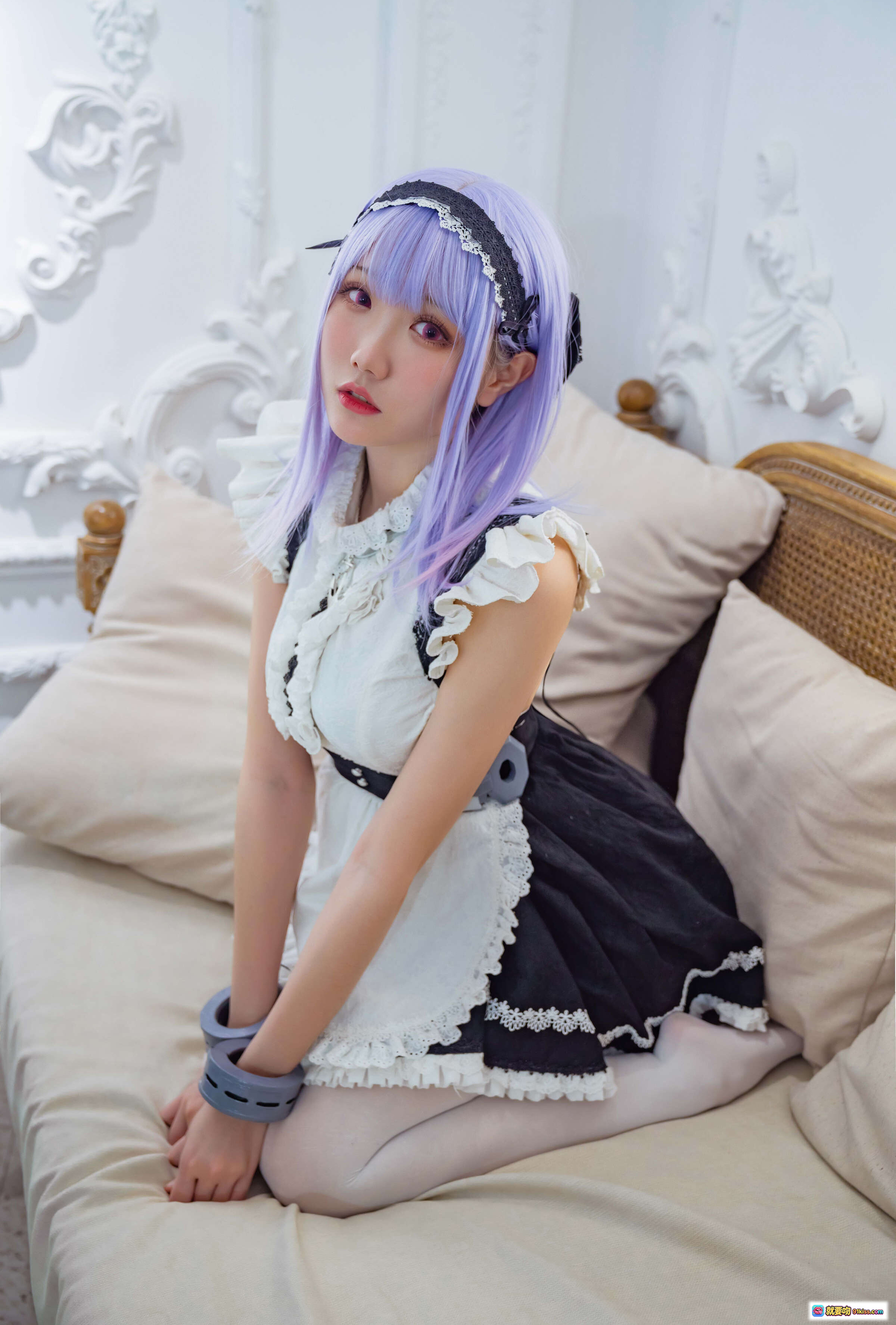 图片[3] - 瓜希酱NO.002黛朵cosplay写真｜紫发女仆装｜蕾丝边饰｜甜美少女风｜室内下午茶场景｜26P高清图集 - 就要吻