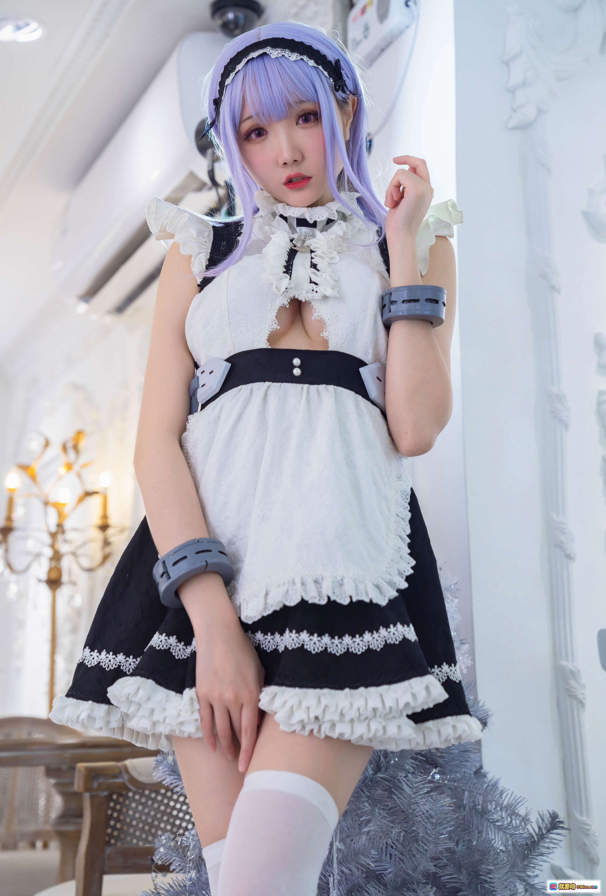 图片[9] - 瓜希酱NO.002黛朵cosplay写真｜紫发女仆装｜蕾丝边饰｜甜美少女风｜室内下午茶场景｜26P高清图集 - 就要吻