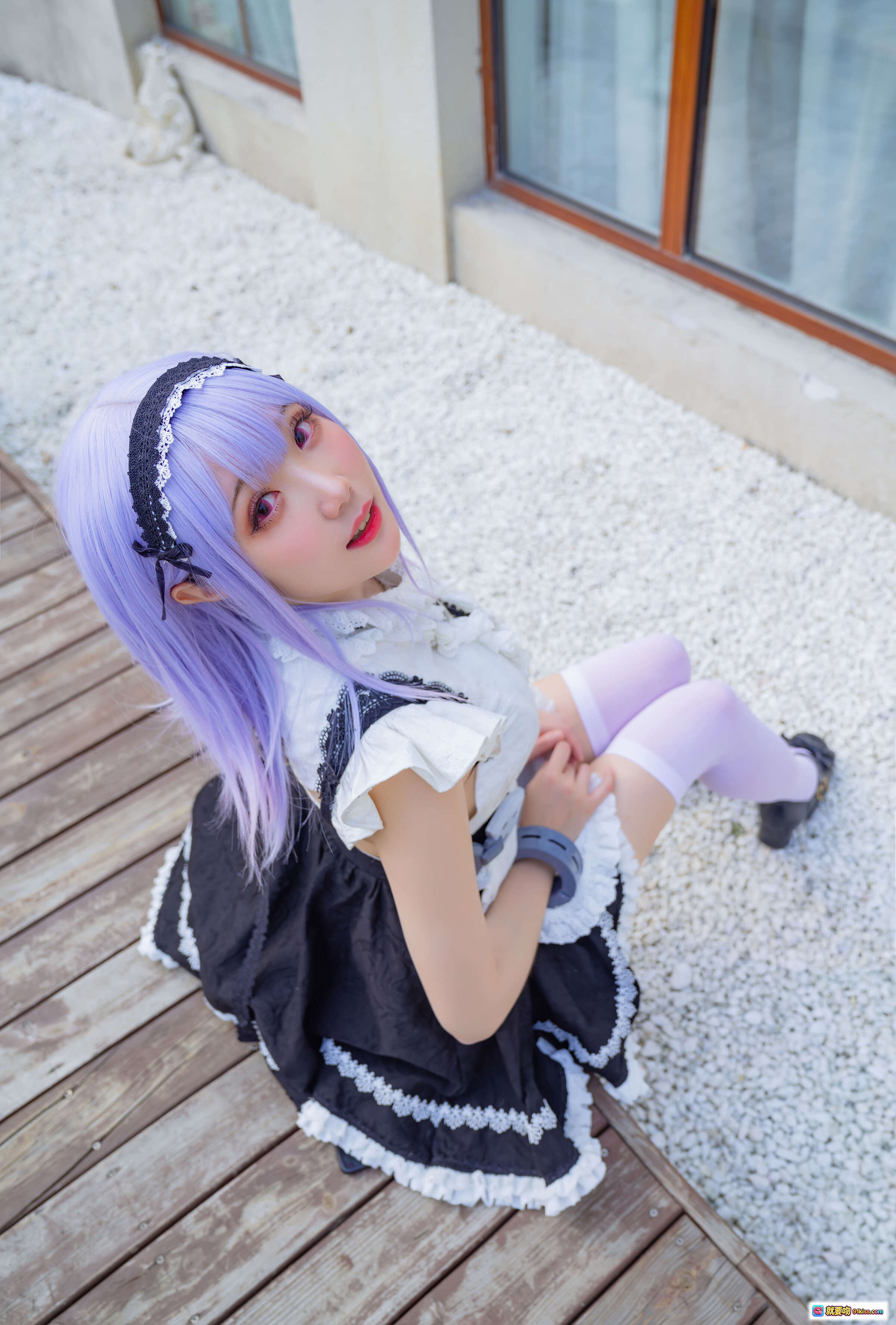图片[4] - 瓜希酱NO.002黛朵cosplay写真｜紫发女仆装｜蕾丝边饰｜甜美少女风｜室内下午茶场景｜26P高清图集 - 就要吻
