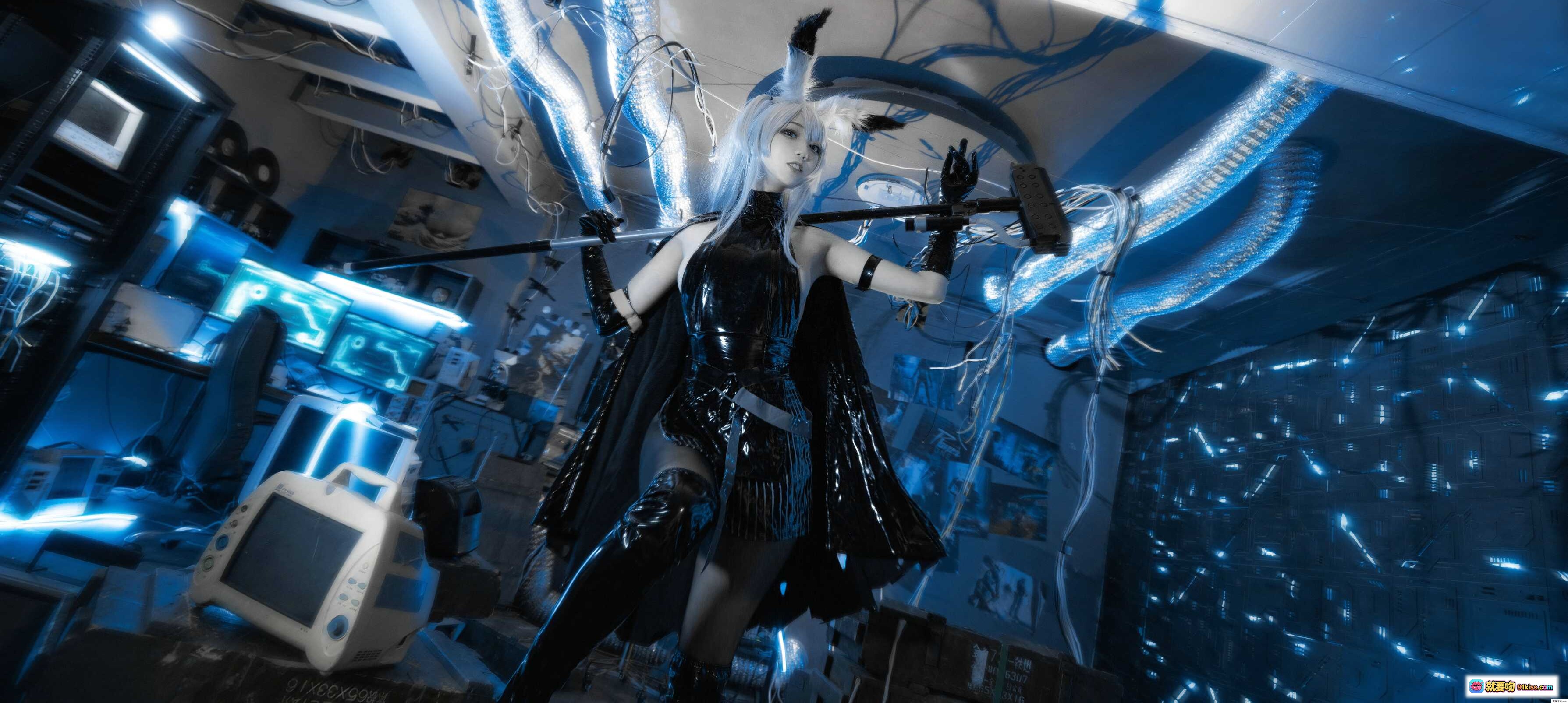 图片[9] - 周叽可爱兔兔NO.014精二暴行22P303M赛博朋克风黑丝皮衣写真场景 - 就要吻