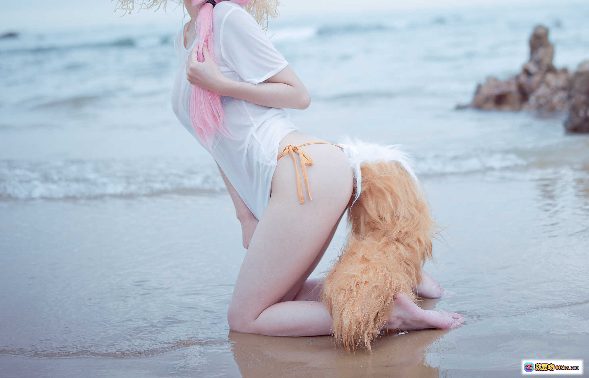 图片[2] - 周叽可爱兔兔NO.033小玉泳装海边岩石写真23P高清美图 - 就要吻