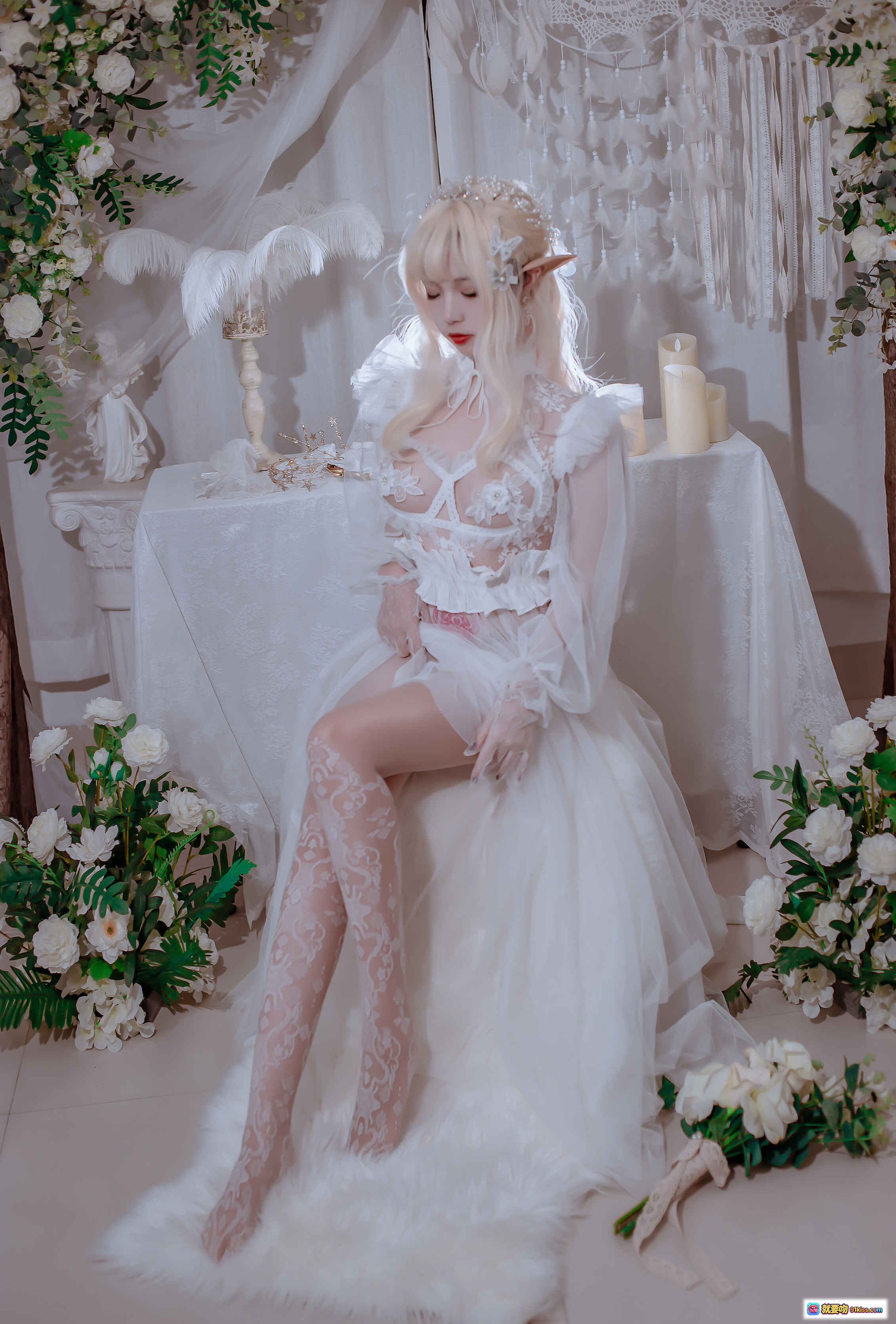 图片[7] - 二佐Nisa NO.105 私房精灵公主写真 白发精灵耳蕾丝内衣 粉色纹身美腿 60P高清图集 - 就要吻