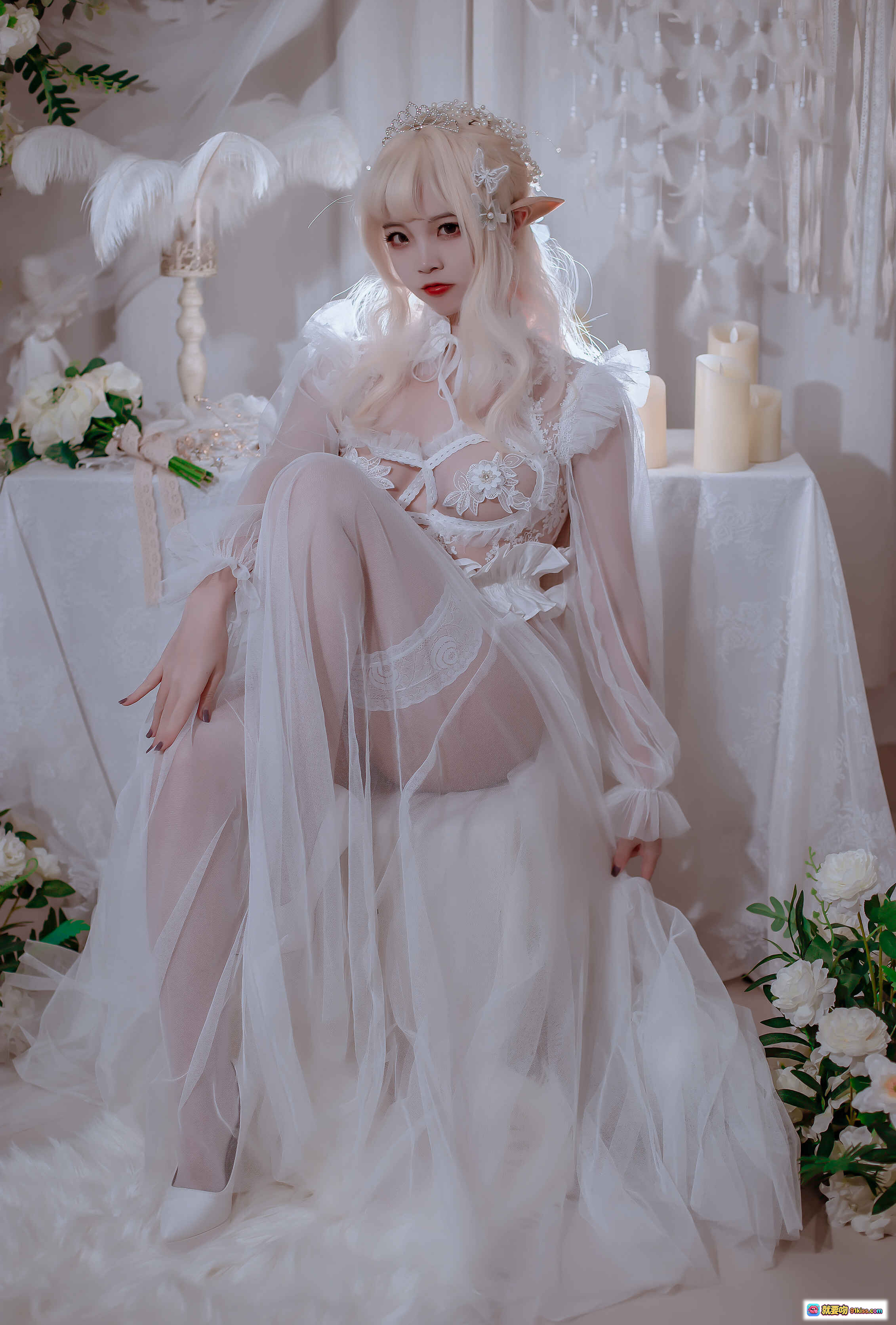 图片[10] - 二佐Nisa NO.105 私房精灵公主写真 白发精灵耳蕾丝内衣 粉色纹身美腿 60P高清图集 - 就要吻