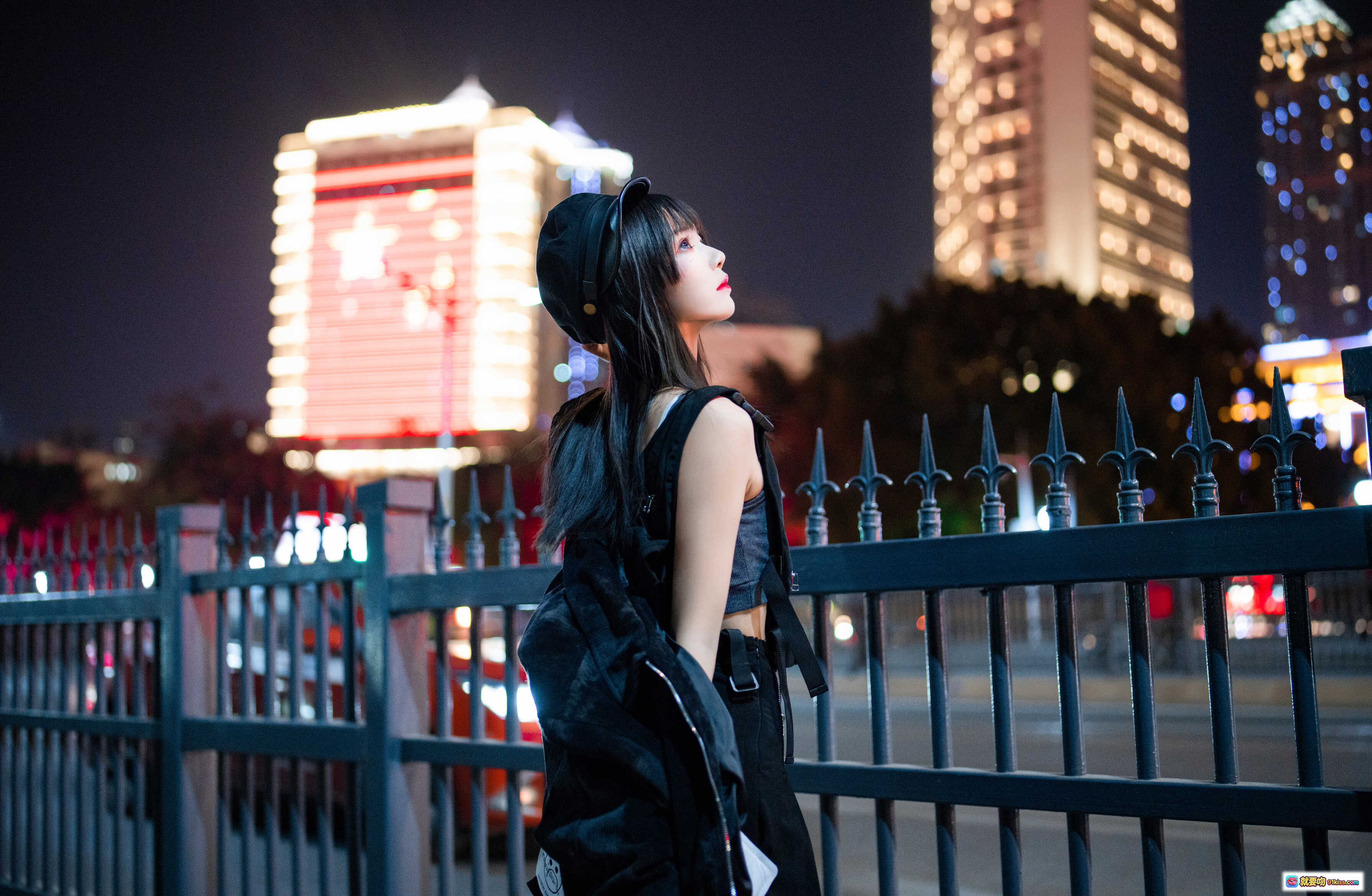 图片[9] - 桜桃喵097夜街黑丝美腿写真 | 高筒袜吊带裙街头风 | 城市夜景灯光氛围感穿搭 - 就要吻