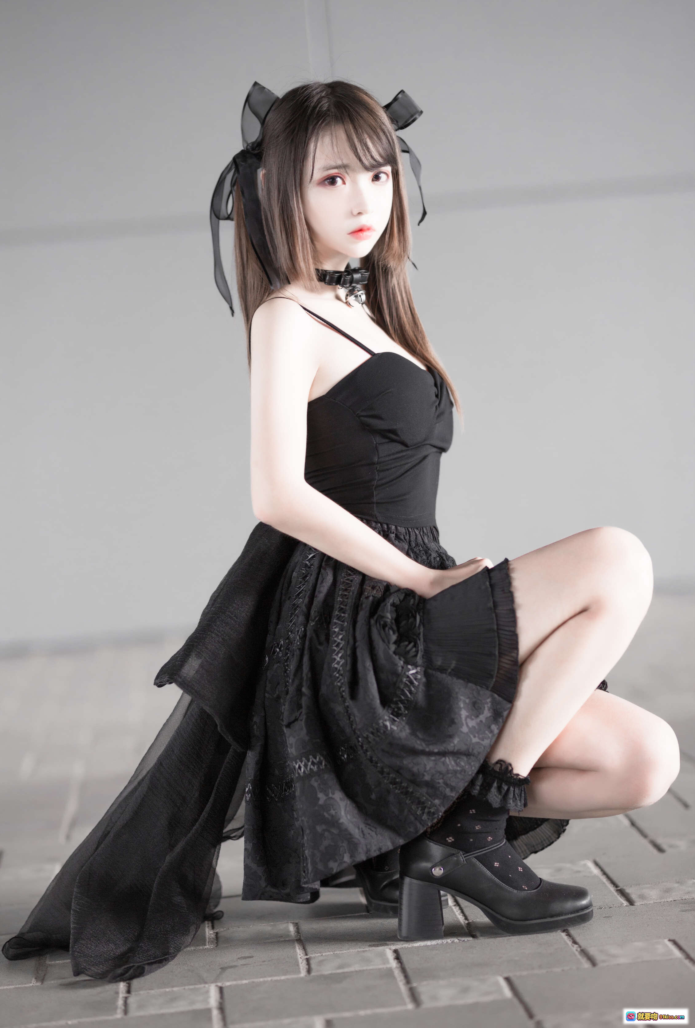 图片[7] - 疯猫ss NO.033 猫耳黑裙洛丽塔写真 猫漫展性感少女跪姿美腿高跟靴 10P高清图集 - 就要吻