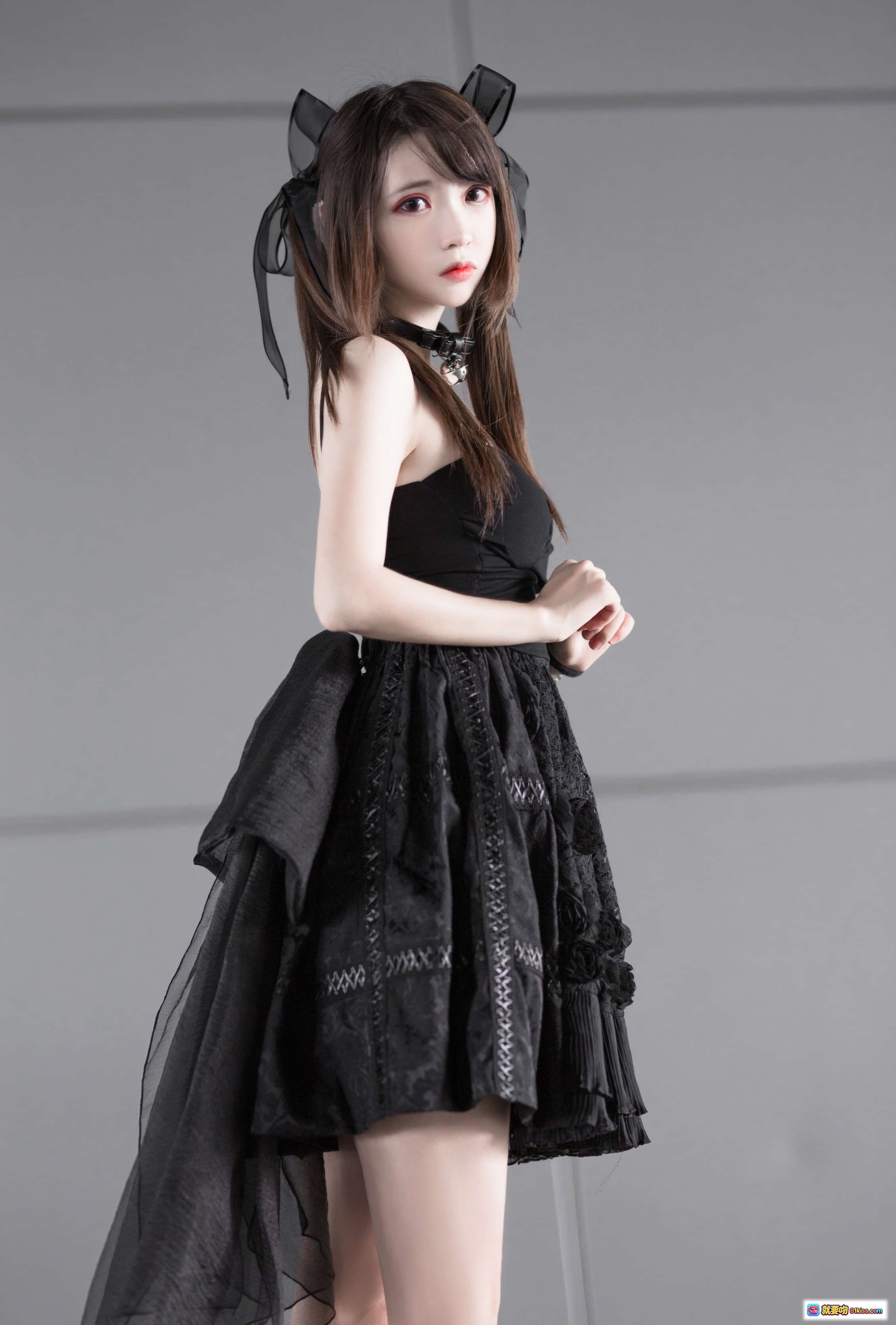 图片[5] - 疯猫ss NO.033 猫耳黑裙洛丽塔写真 猫漫展性感少女跪姿美腿高跟靴 10P高清图集 - 就要吻