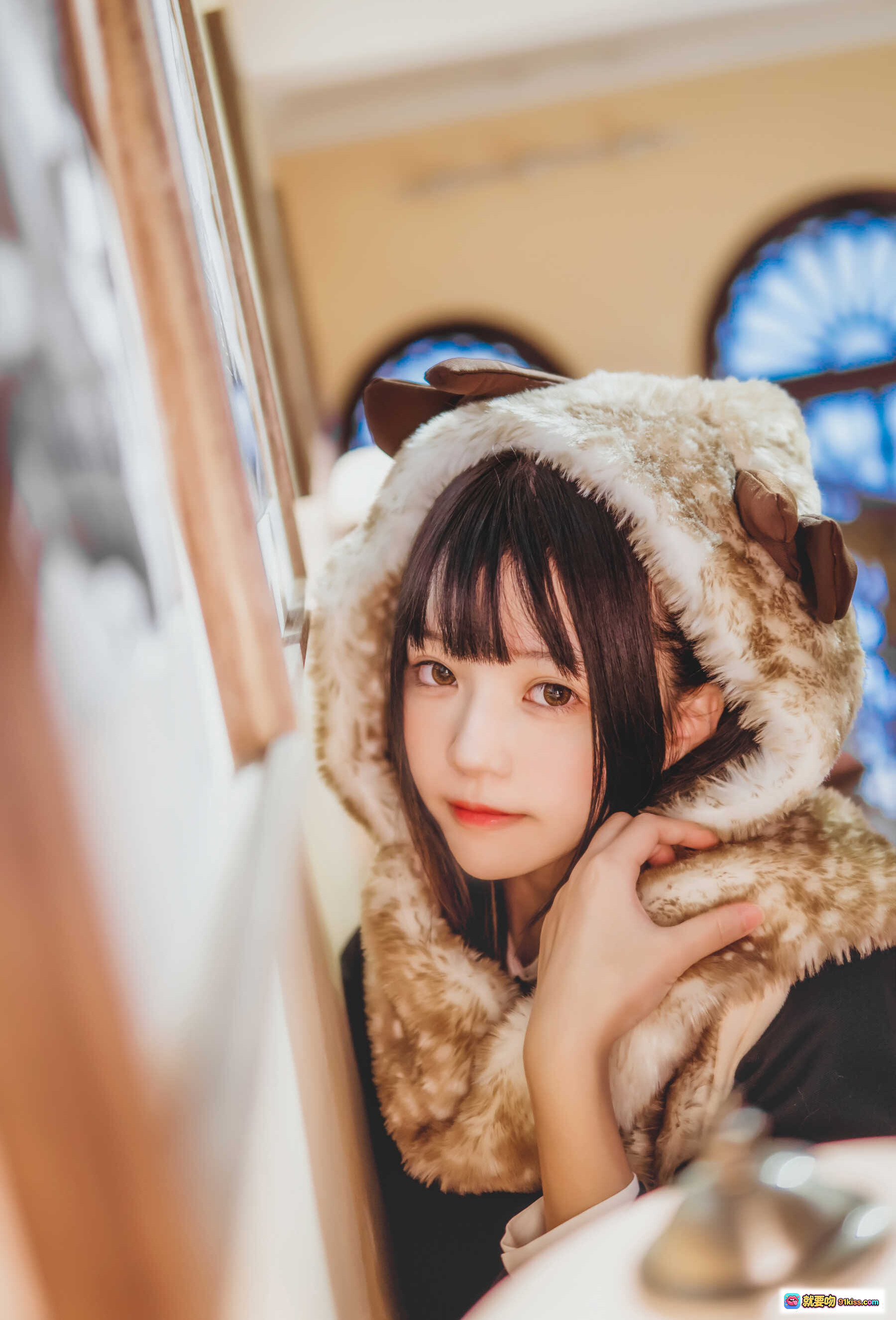 图片[5] - 桜桃喵014小少女和风写真｜日式传统浴衣+毛绒围巾｜木质庭院室内拍摄｜清新甜美风格｜92P高清图集 - 就要吻