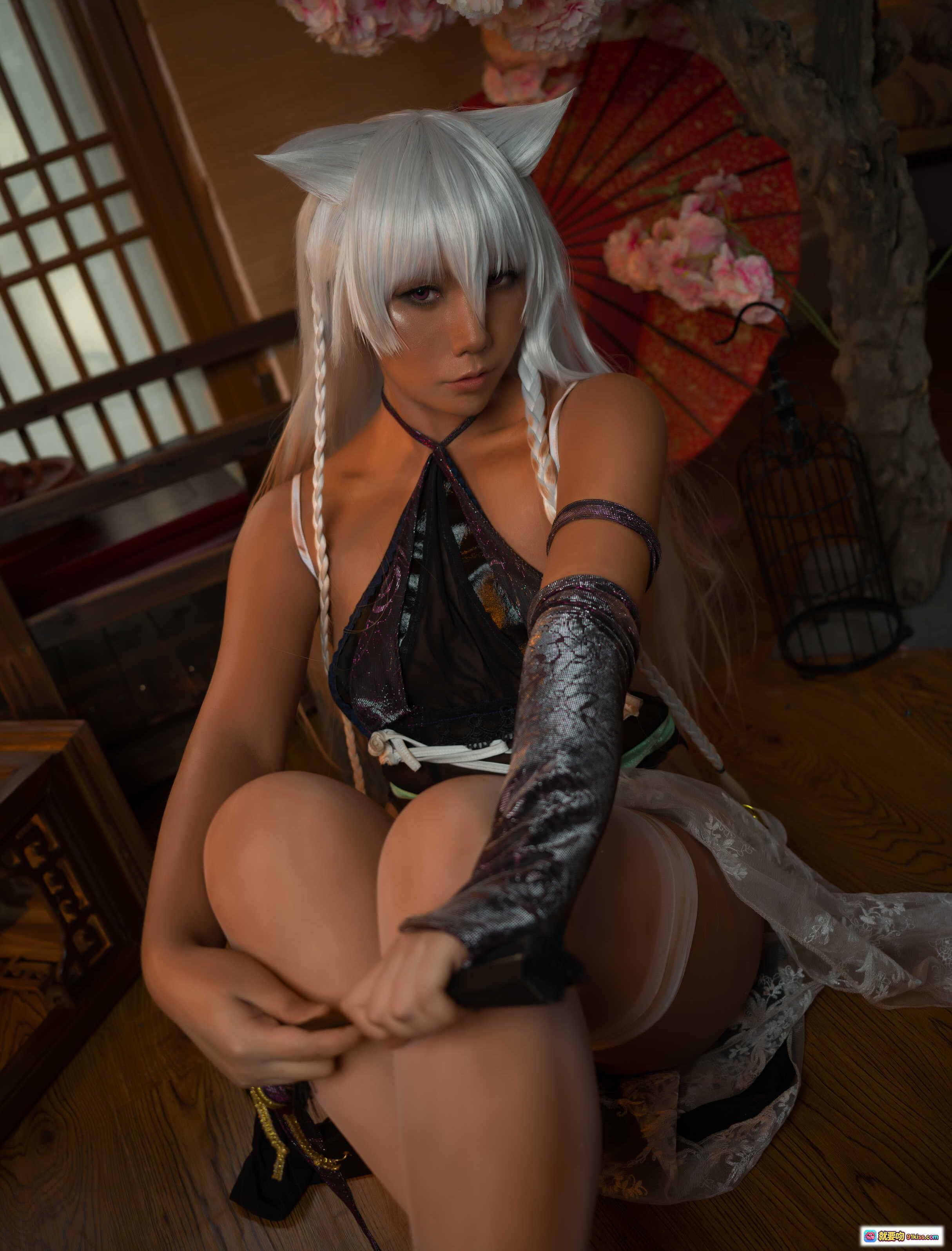图片[6] - 麻花酱NO.027天命之子木莫娜cos写真｜银发猫耳少女｜日式和风场景｜蕾丝高跟美腿｜26P高清图集 - 就要吻