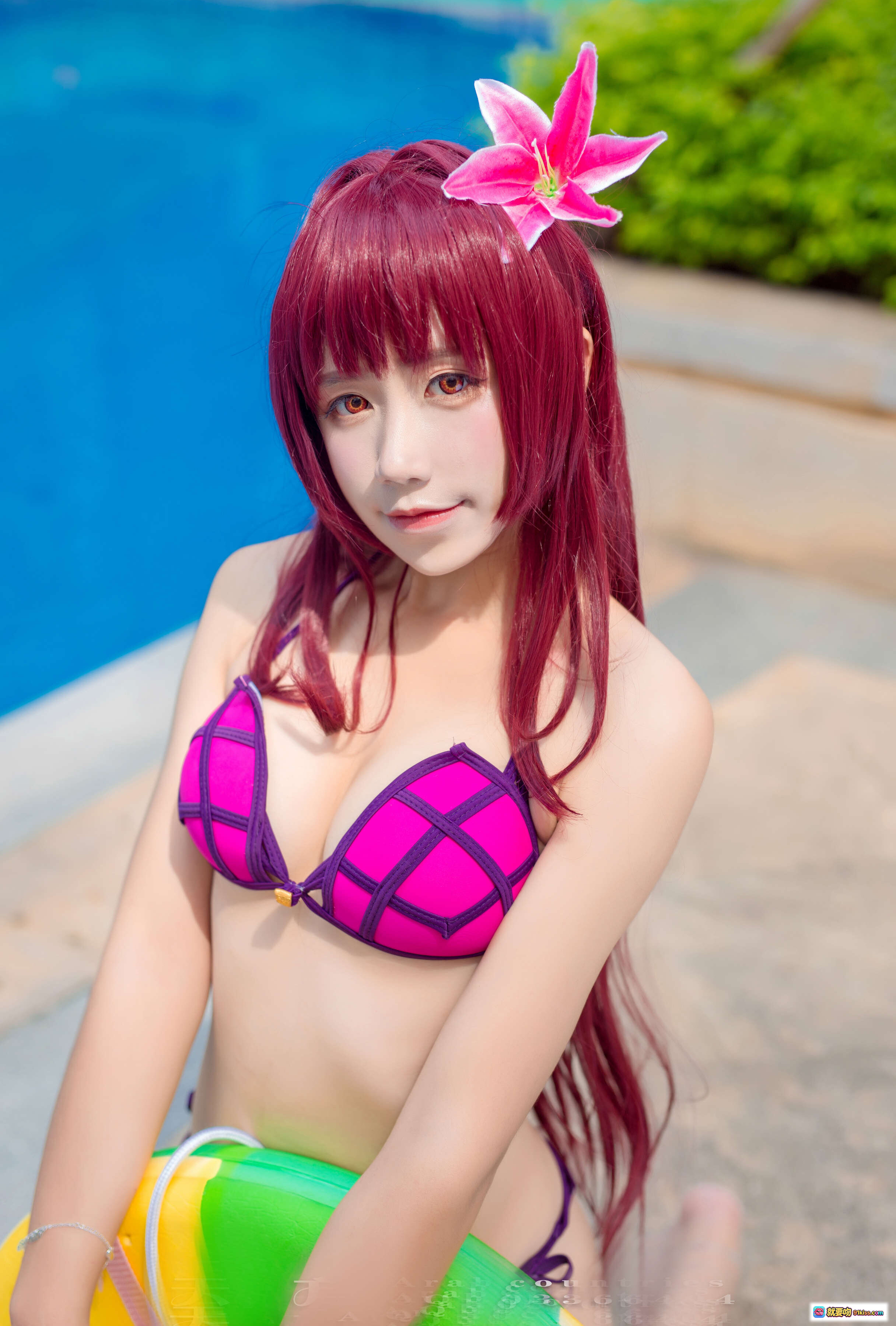 图片[6] - 九曲Jean NO.019 斯卡哈泳装Cosplay 红发少女粉紫比基尼沙滩写真 9P高清图集 - 就要吻