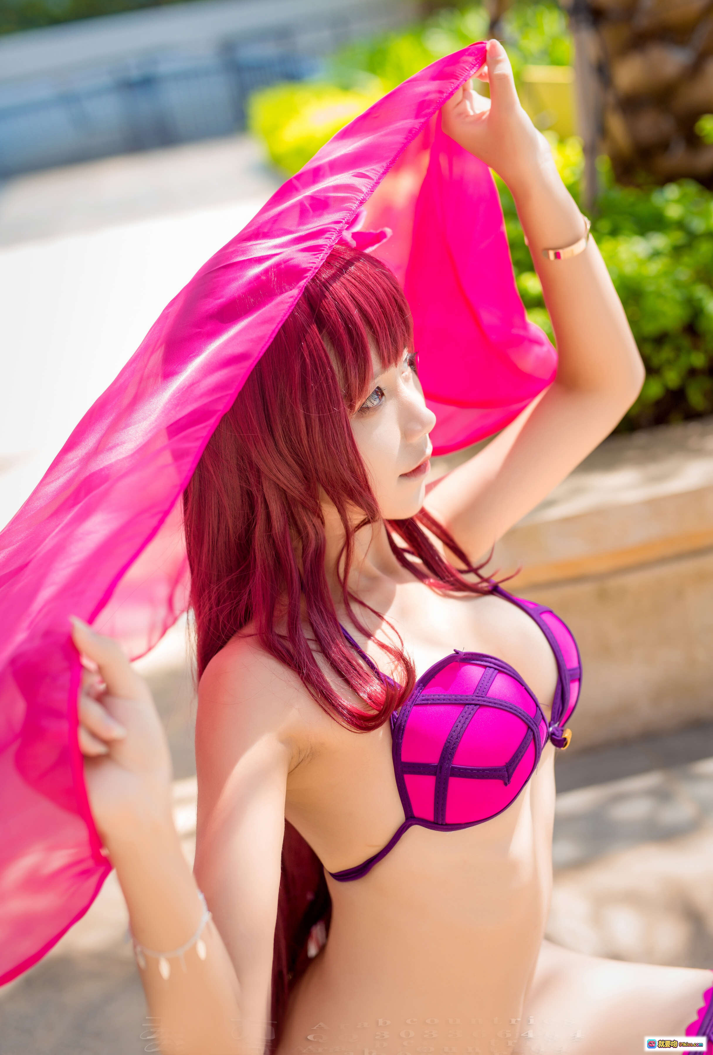 图片[8] - 九曲Jean NO.019 斯卡哈泳装Cosplay 红发少女粉紫比基尼沙滩写真 9P高清图集 - 就要吻