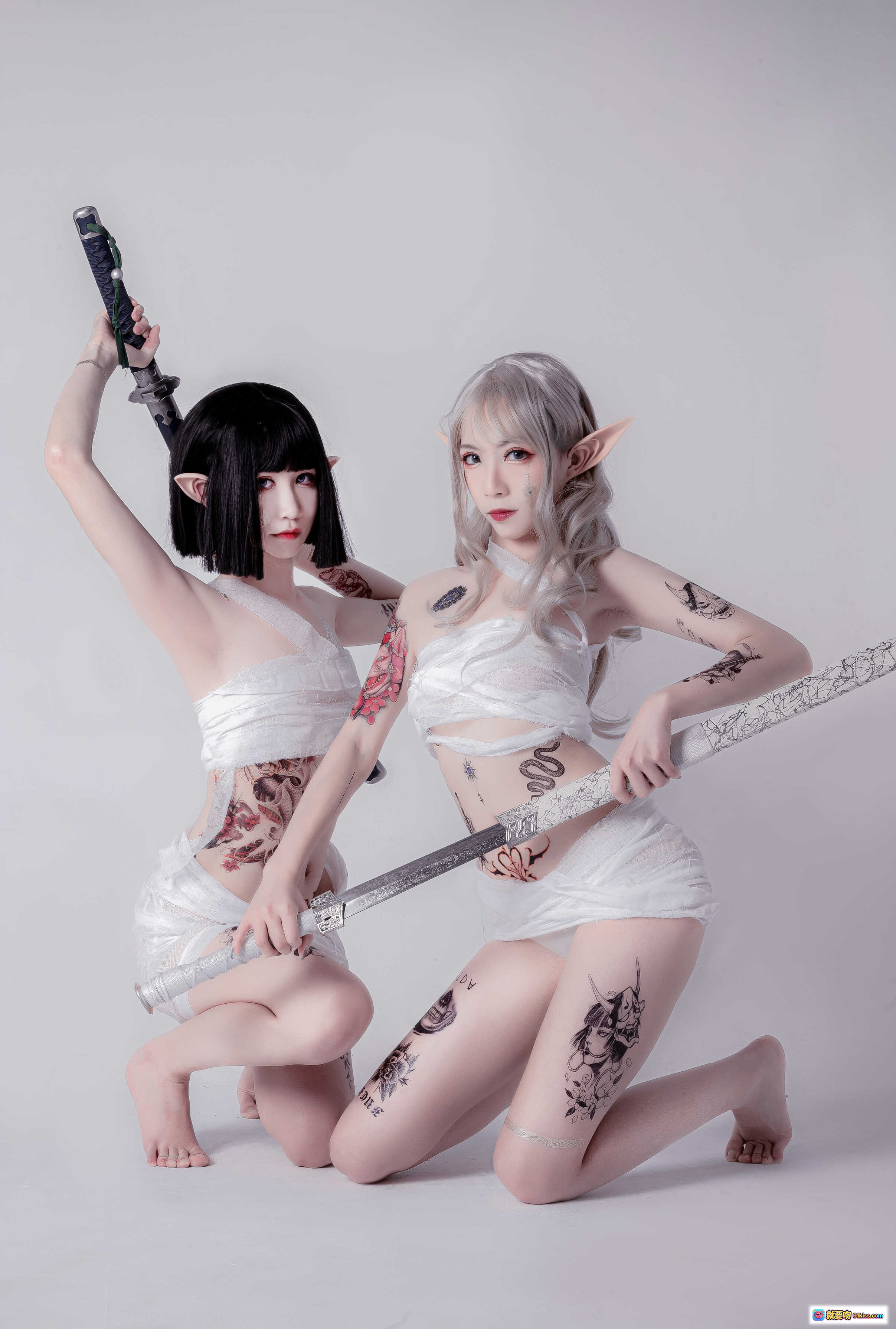 图片[6] - 阮邑_Fairy NO.003 绑带武士风写真 人体艺术纹身剑道造型 白色绷带缠绕性感美腿 41P高清图集 - 就要吻