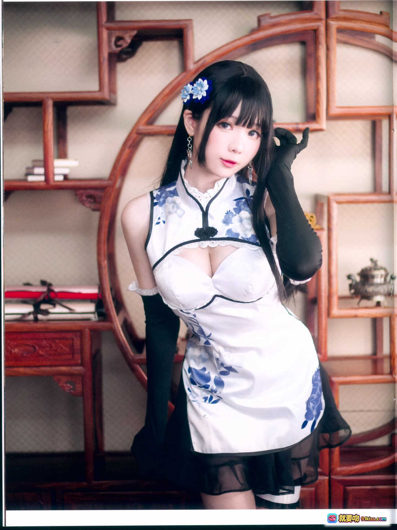 图片[6] - 霜月shimo NO.007 幻想金瓶梅 Cosplay写真 26P高清美图 黑发蓝饰旗袍少女 优雅性感姿态 12MB下载 - 就要吻