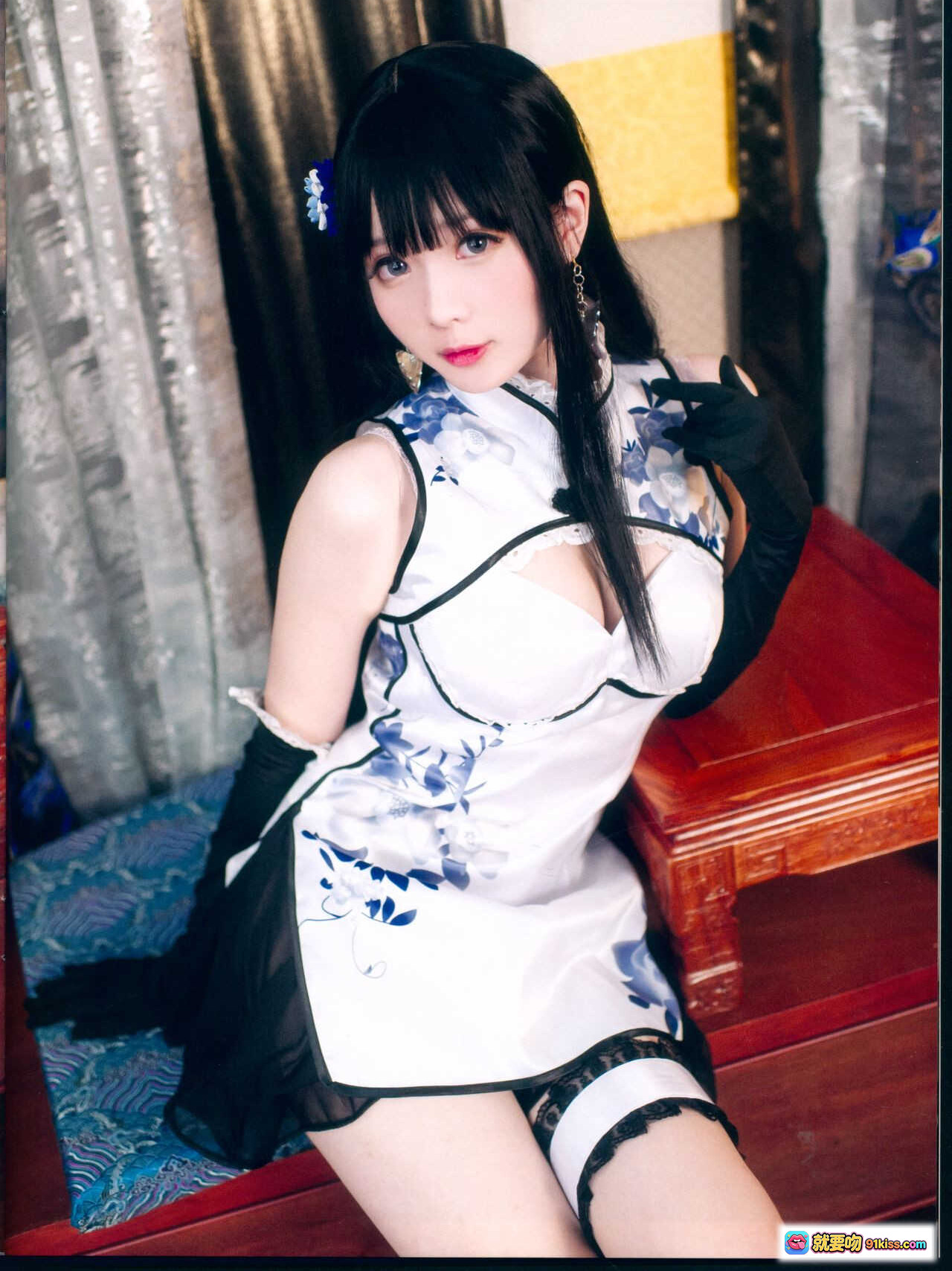 图片[4] - 霜月shimo NO.007 幻想金瓶梅 Cosplay写真 26P高清美图 黑发蓝饰旗袍少女 优雅性感姿态 12MB下载 - 就要吻