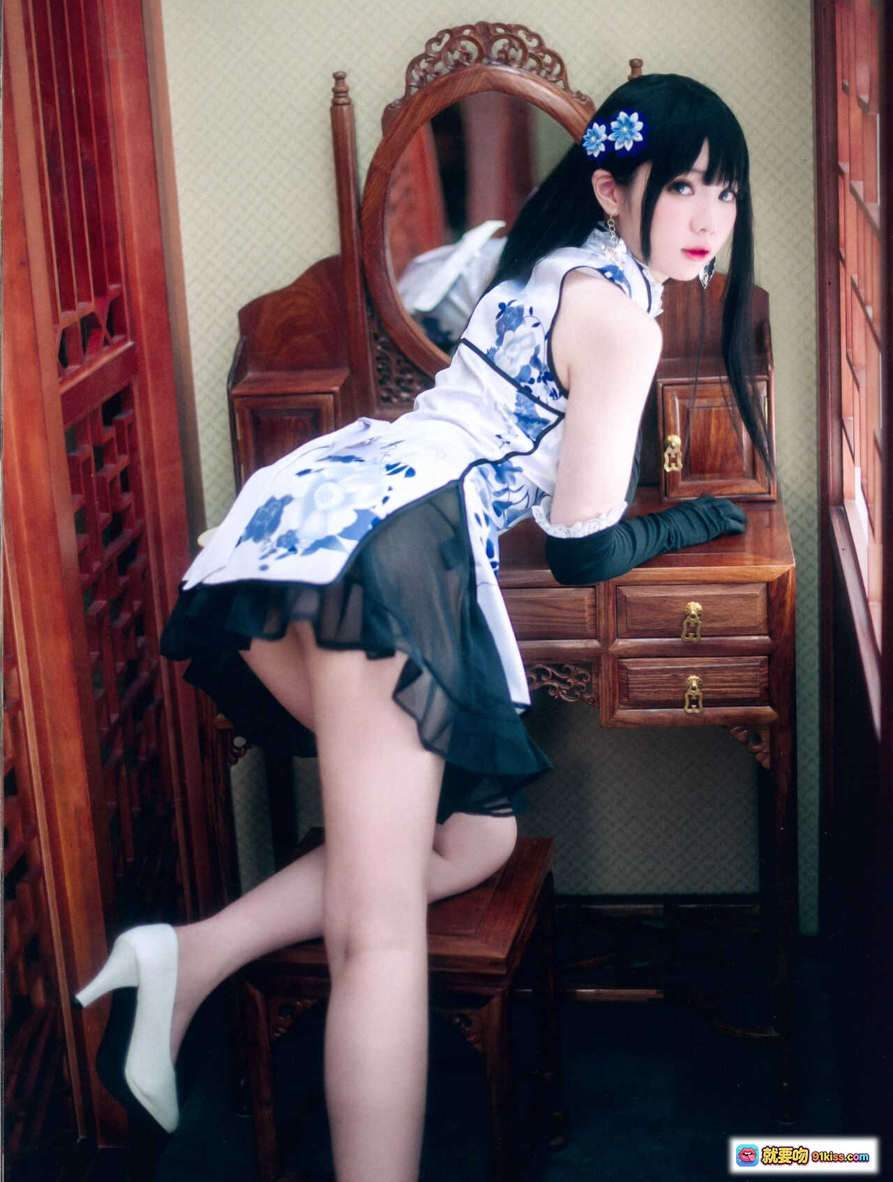 图片[8] - 霜月shimo NO.007 幻想金瓶梅 Cosplay写真 26P高清美图 黑发蓝饰旗袍少女 优雅性感姿态 12MB下载 - 就要吻