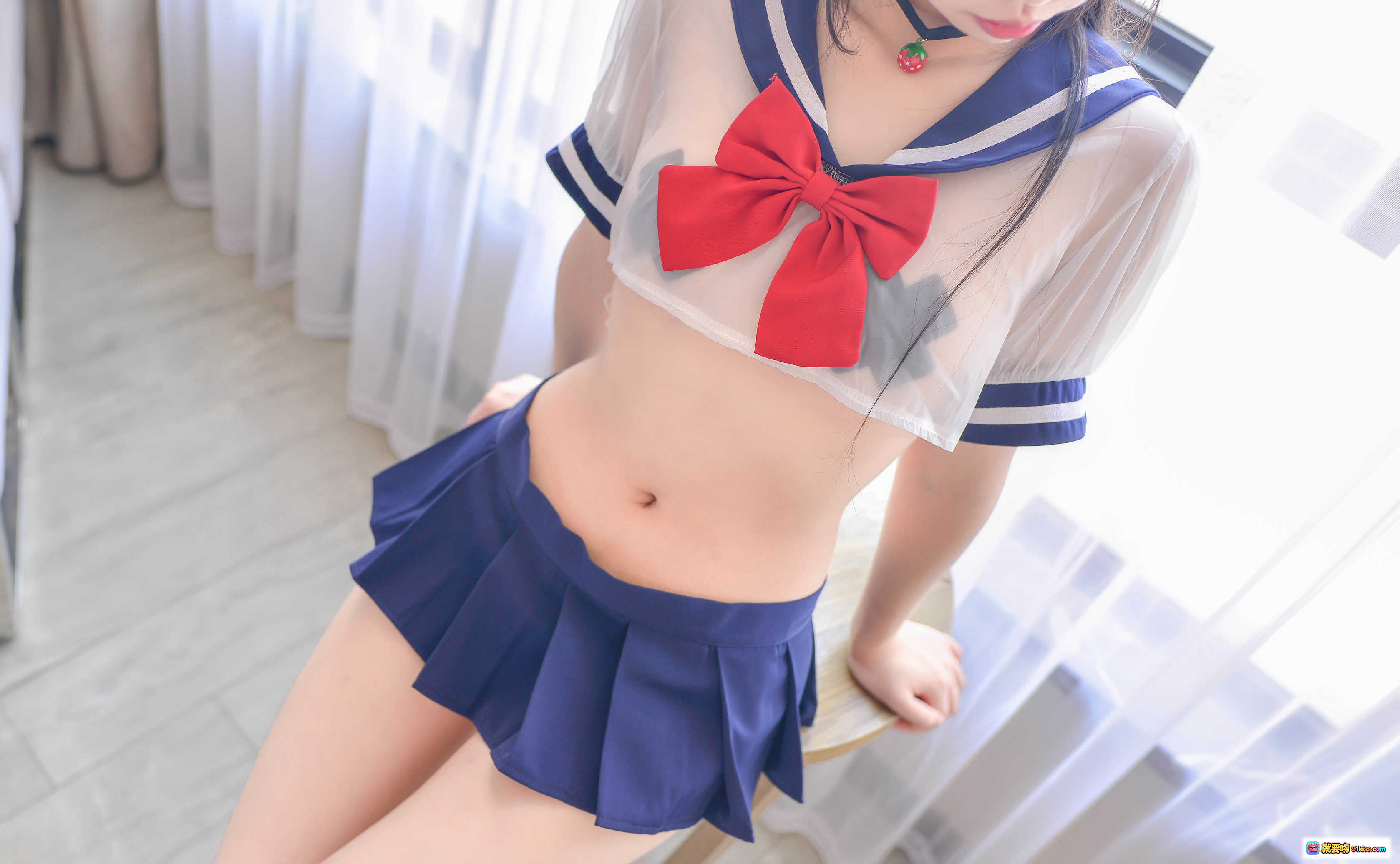 图片[4] - 雪琪SAMA NO.021 透明JK制服少女写真 20P高清图集 黑发齐刘海甜美私房照 室内床边坐姿温柔氛围感 - 就要吻