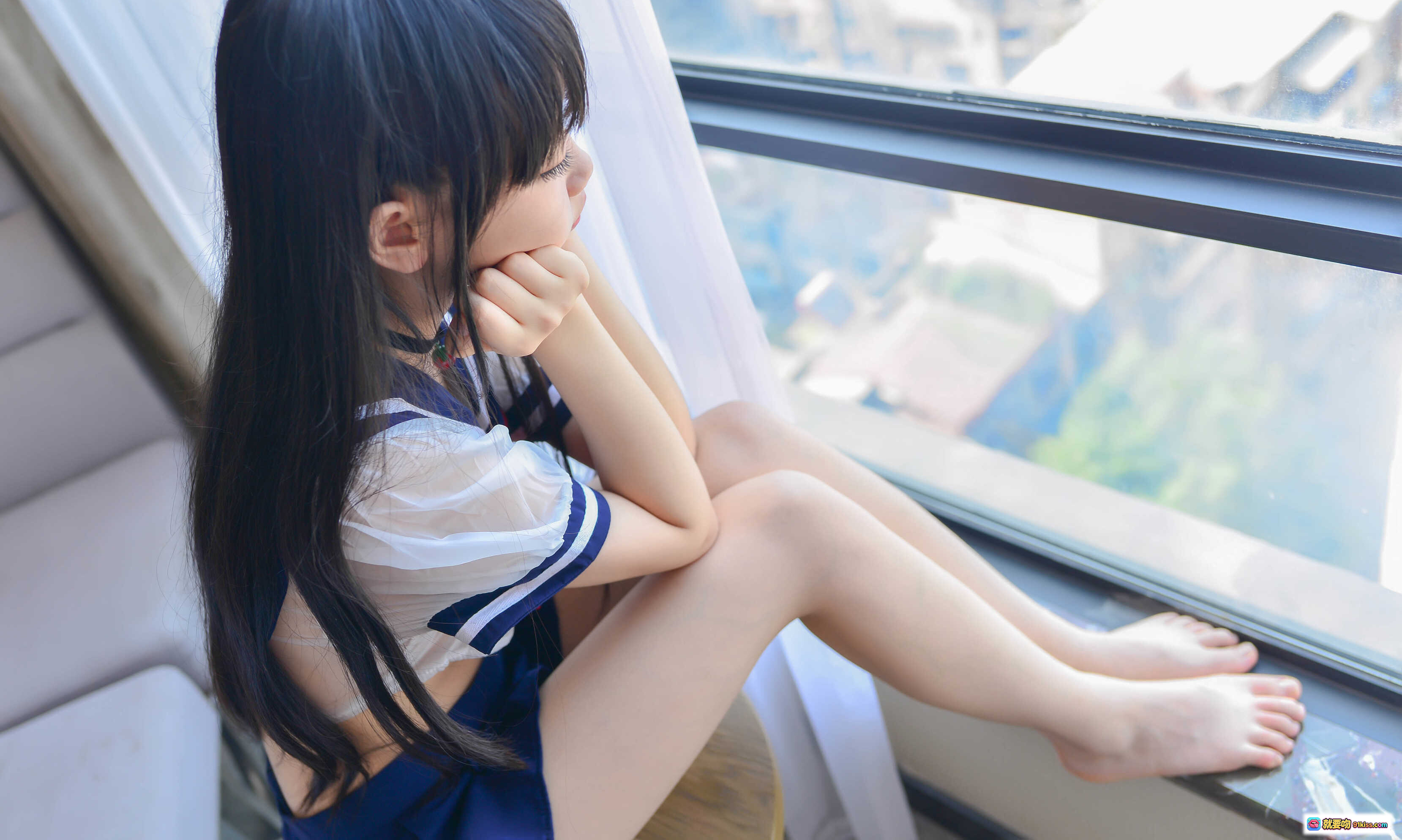 图片[6] - 雪琪SAMA NO.021 透明JK制服少女写真 20P高清图集 黑发齐刘海甜美私房照 室内床边坐姿温柔氛围感 - 就要吻