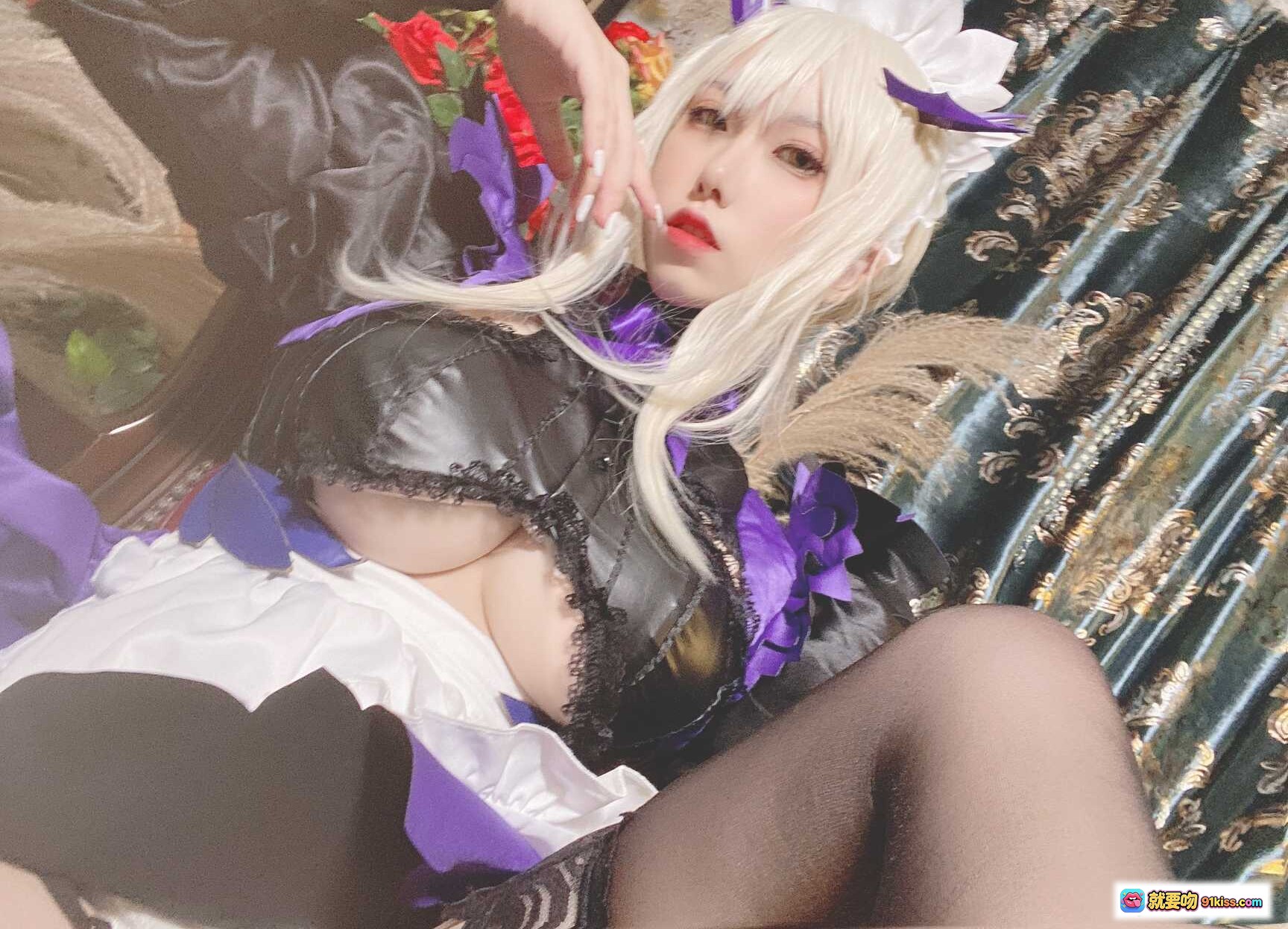 图片[3] - 芋圆侑子NO.017黑枪呆女仆自拍 Cosplay 粉发女仆装 持托盘 甜美可爱 24P高清图集 - 就要吻