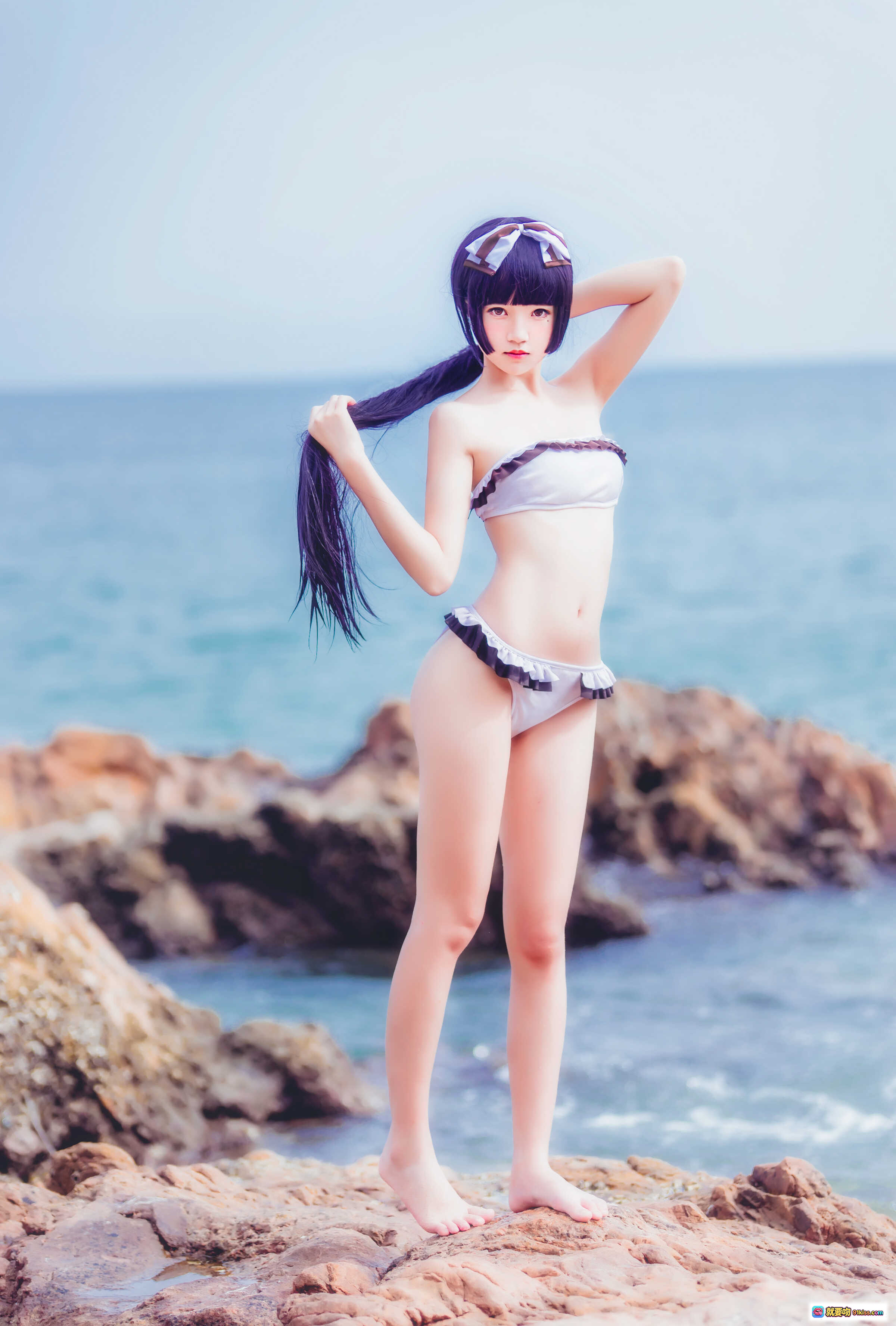 图片[3] - 桜桃喵059五更琉璃泳装Cosplay海边写真 紫发少女比基尼沙滩风情21P高清图集 - 就要吻
