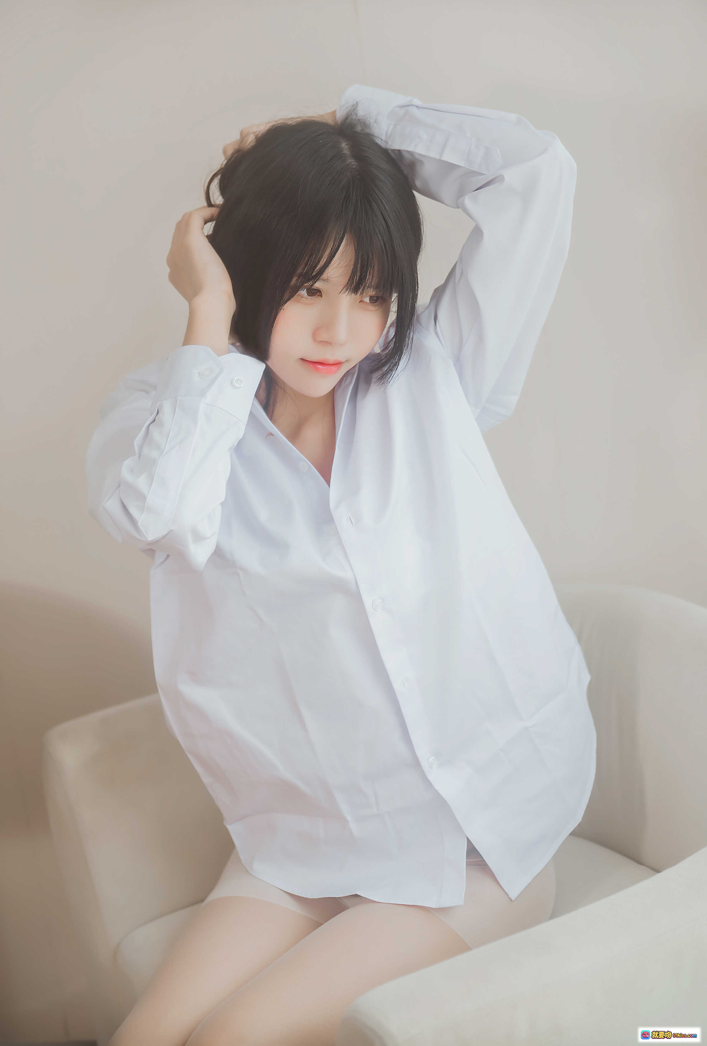 图片[7] - 桜桃喵白衬衫睡姿写真｜纯欲风少女卧室私房照｜49P高清图集｜温柔慵懒氛围感美图 - 就要吻