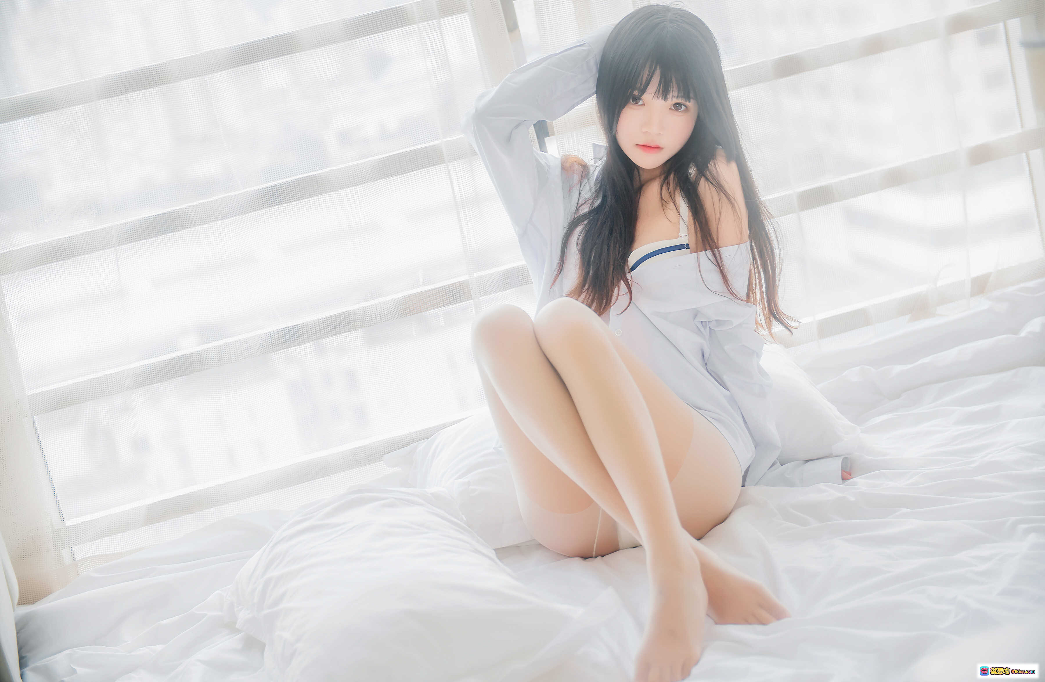 图片[5] - 桜桃喵白衬衫睡姿写真｜纯欲风少女卧室私房照｜49P高清图集｜温柔慵懒氛围感美图 - 就要吻