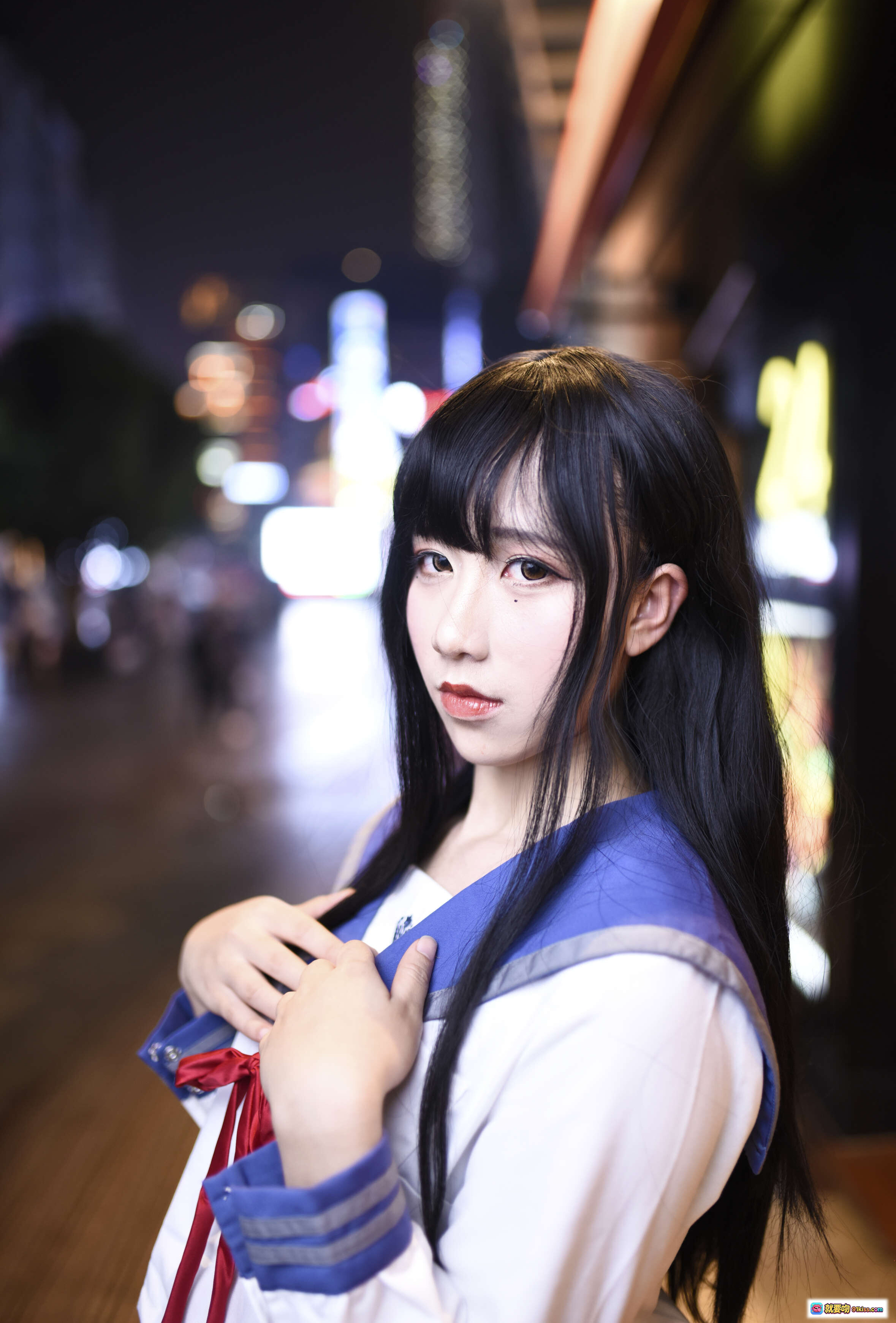 图片[5] - 九曲Jean NO.011 雨伞JK写真夜景街拍清纯少女制服美图21P高质摄影 - 就要吻