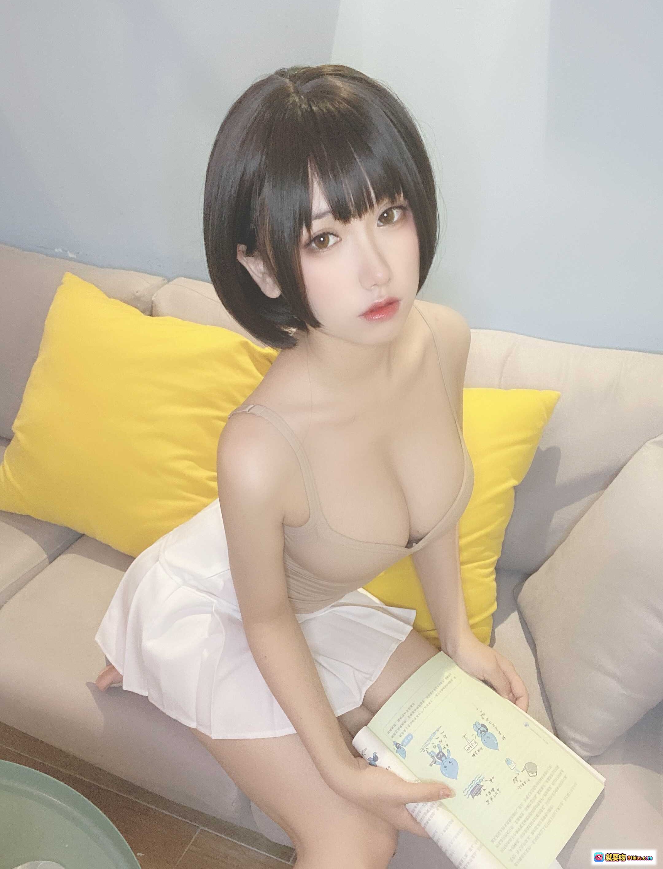 图片[7] - 芋圆侑子NO.005邻家姐姐写真集 甜美短发少女 白裙吊带沙发私房照 206P高清图集 - 就要吻