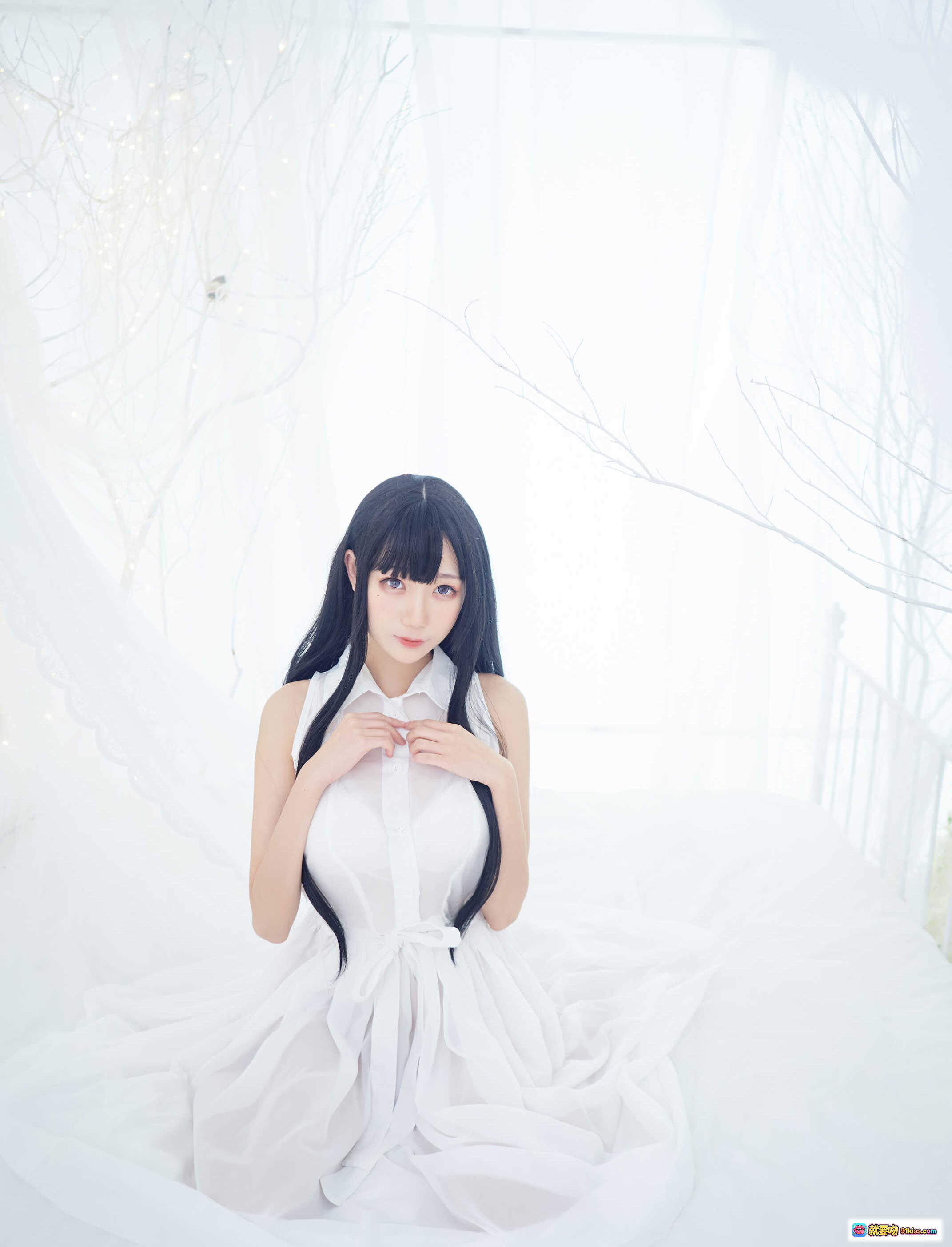 图片[4] - 周叽可爱兔兔NO.018恶魔姐姐白裙写真 甜美黑发少女纯欲风床照 清新唯美氛围感私房摄影 - 就要吻