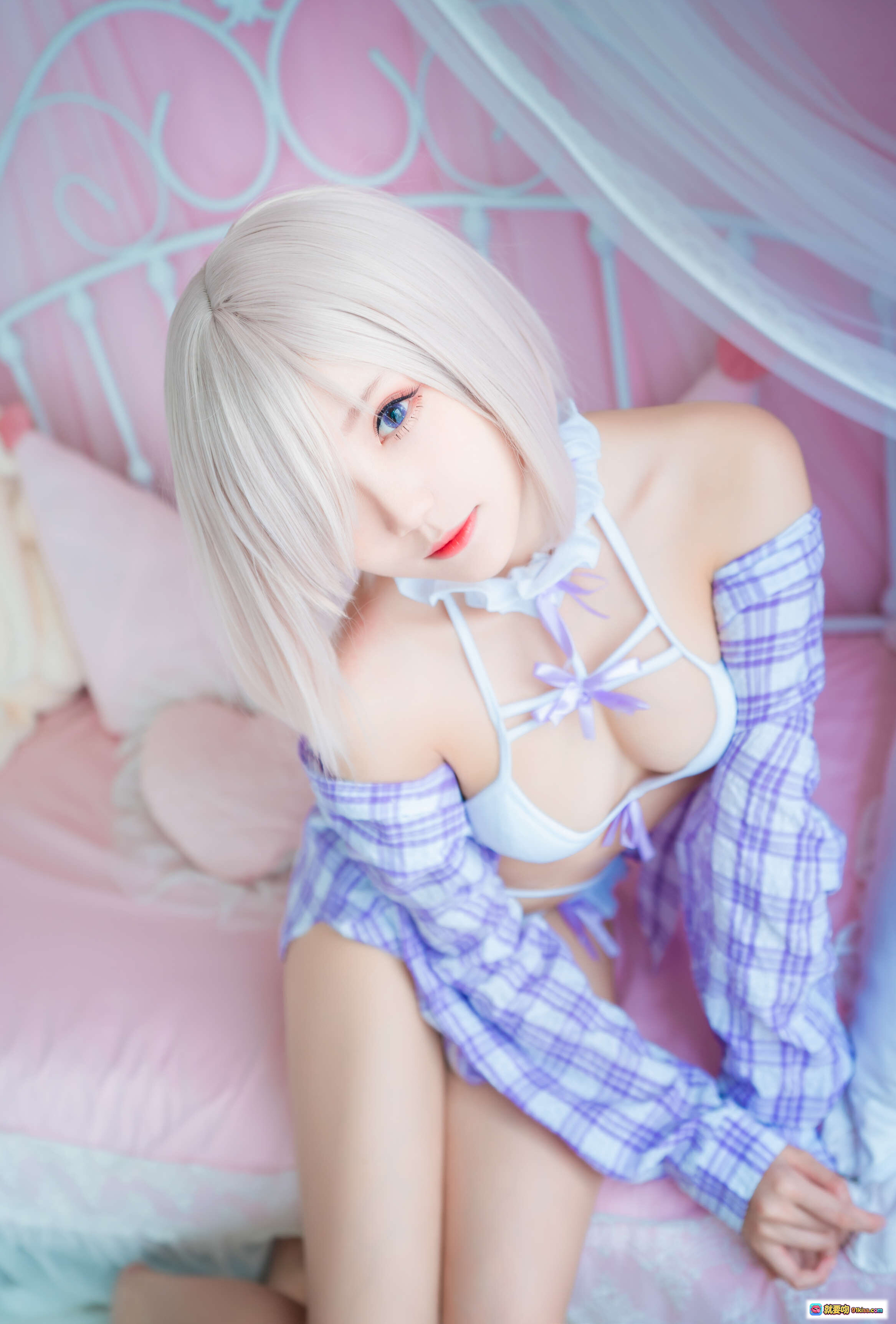 图片[4] - 瓜希酱NO.026写真限量电子版｜粉发少女泳池边蕾丝泳衣性感写真20P高清图集 - 就要吻