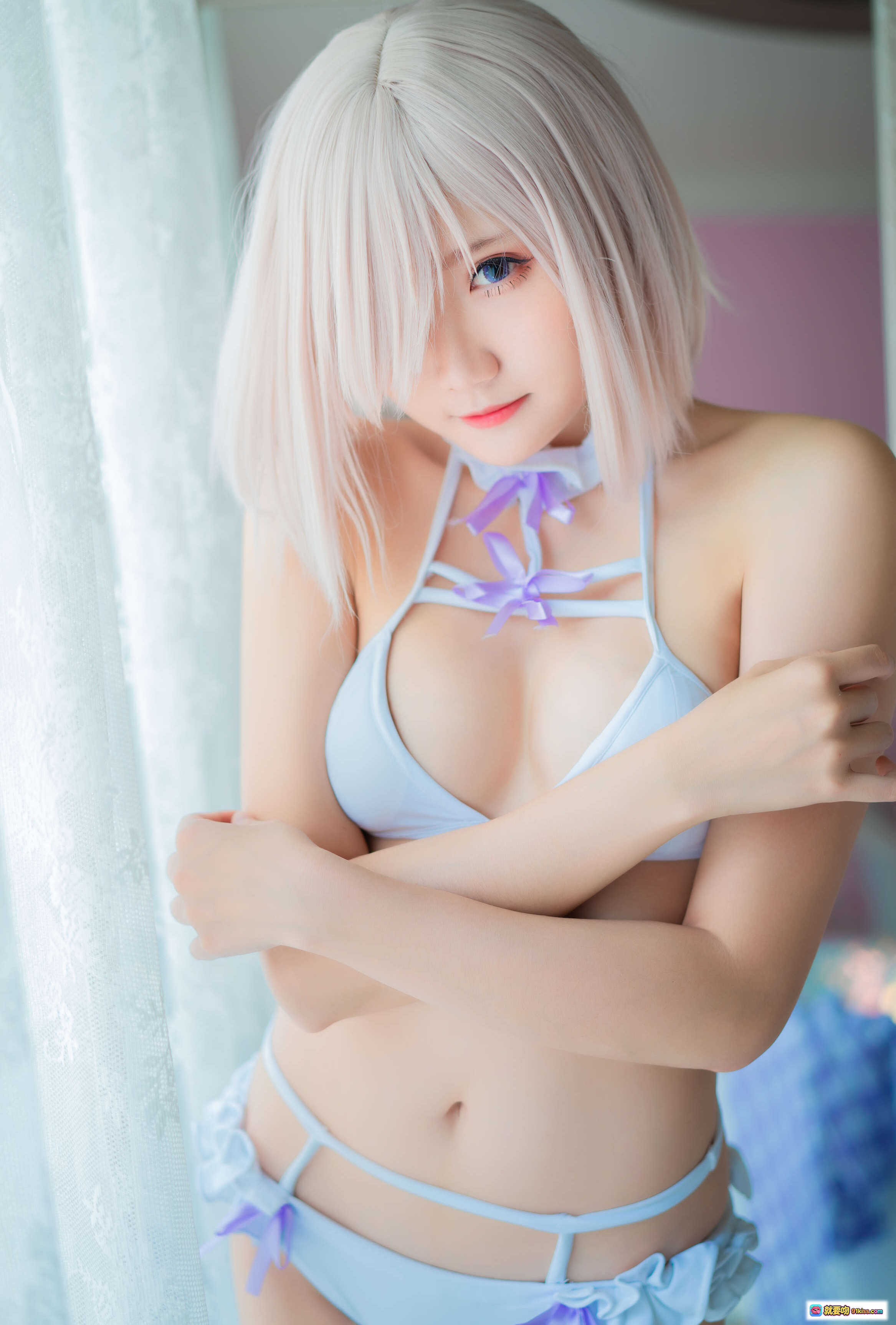 图片[5] - 瓜希酱NO.026写真限量电子版｜粉发少女泳池边蕾丝泳衣性感写真20P高清图集 - 就要吻